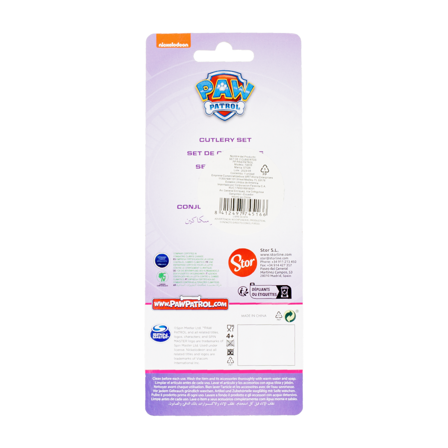 Set De Cubiertos Diseño Paw Patrol STOR 2 Uds