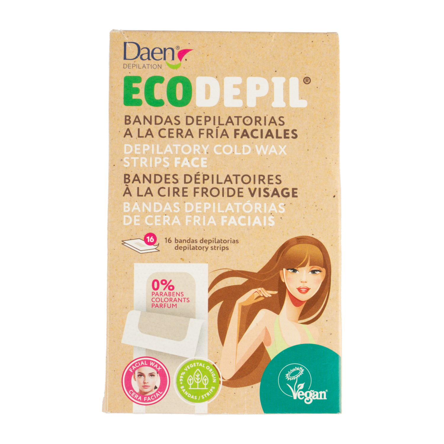 Bandas Depilatorias Ecodepil Faciales DAEN 16 Uds