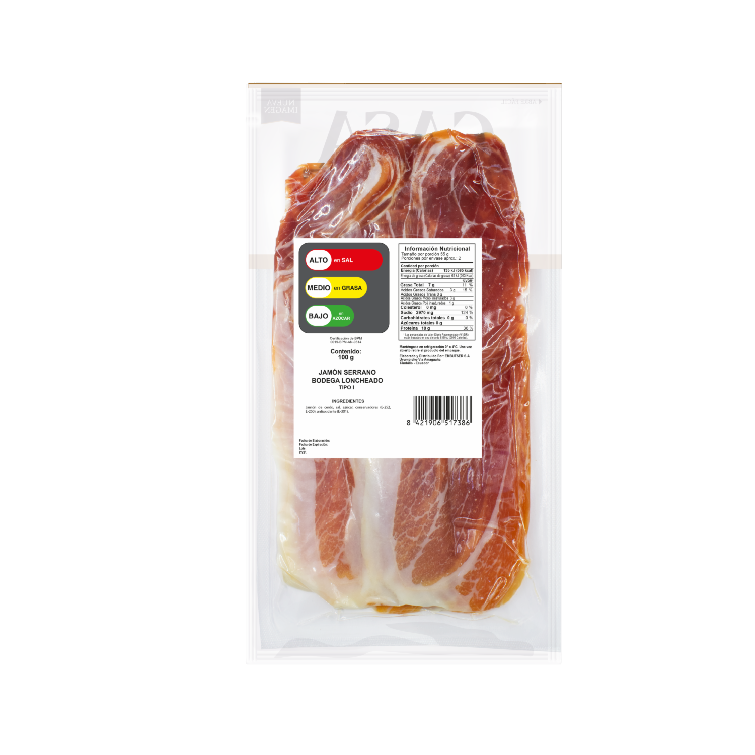 Jamón Serrano Curados CASA NOBLE 100 G