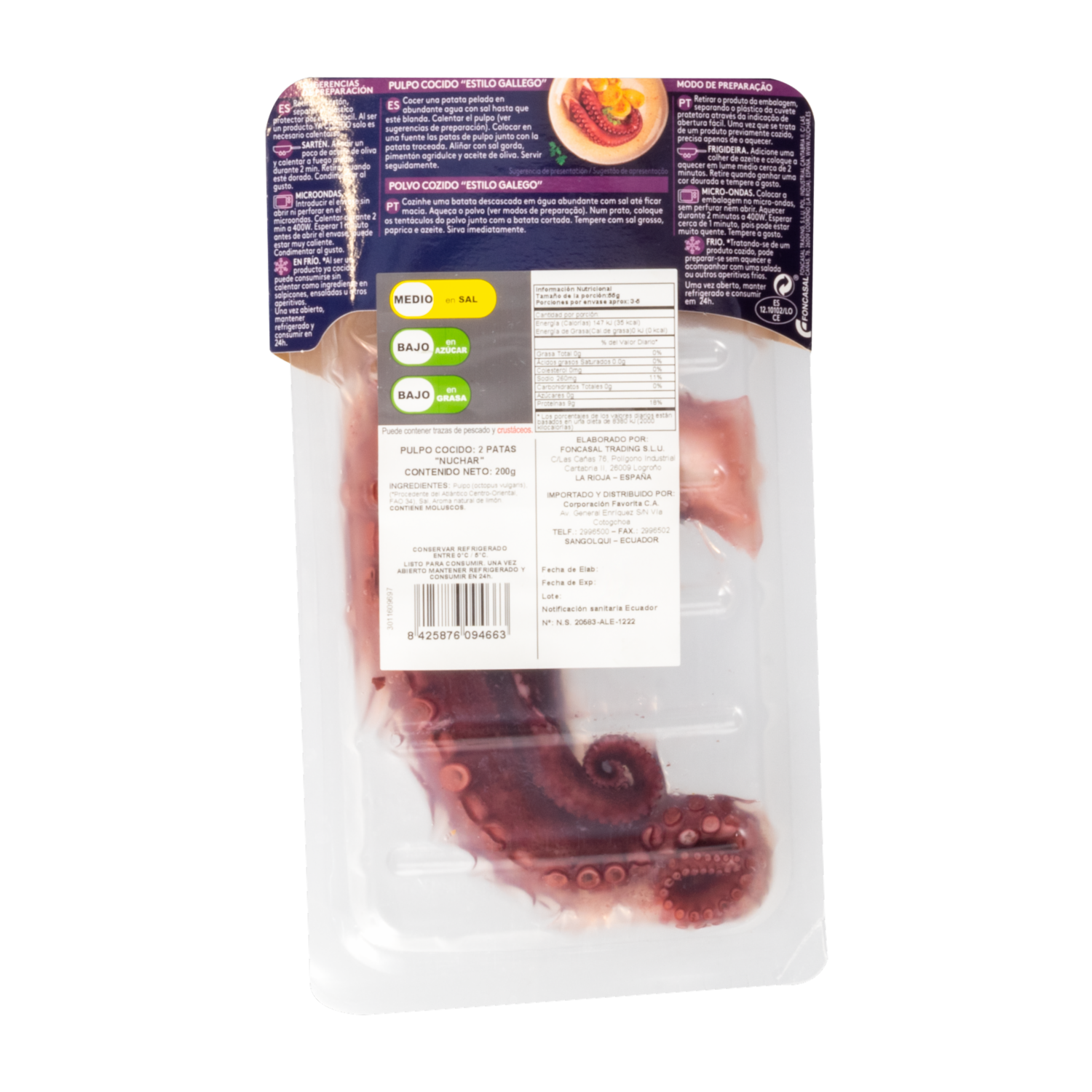 Pulpo Cocinado 2 Patas NUCHAR 200 G