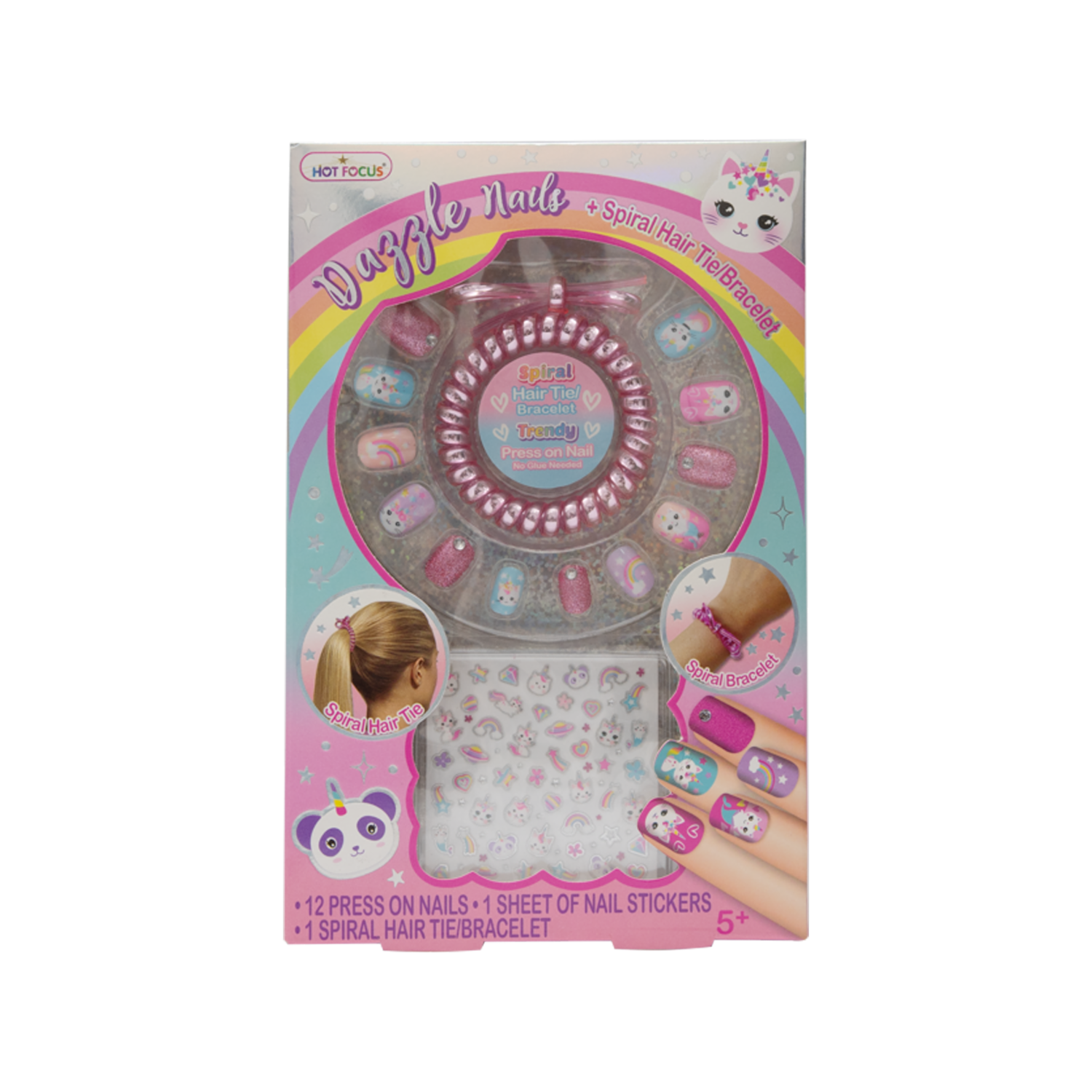 Uñas Postizas Para Niñas Gatos Pulsera HOT FOCUS JueGo X 12 U