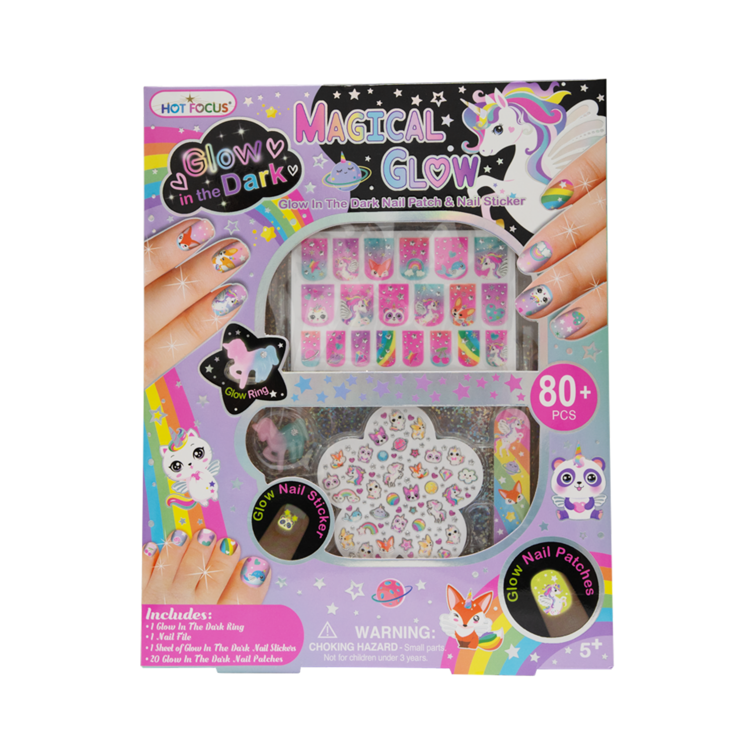 Uñas Postizas Para Niñas Brillantes Magical HOT FOCUS Juego X 12 U