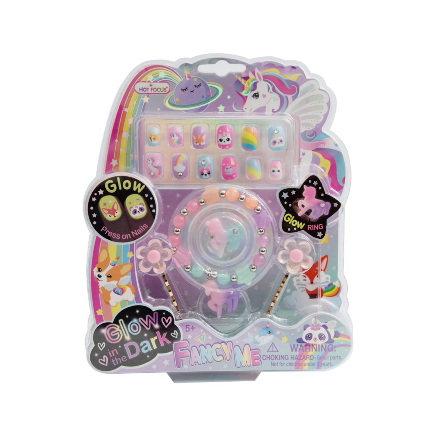 Uñas Postizas Para Niñas Brillante Fancy Me HOT FOCUS Juego X 12 U