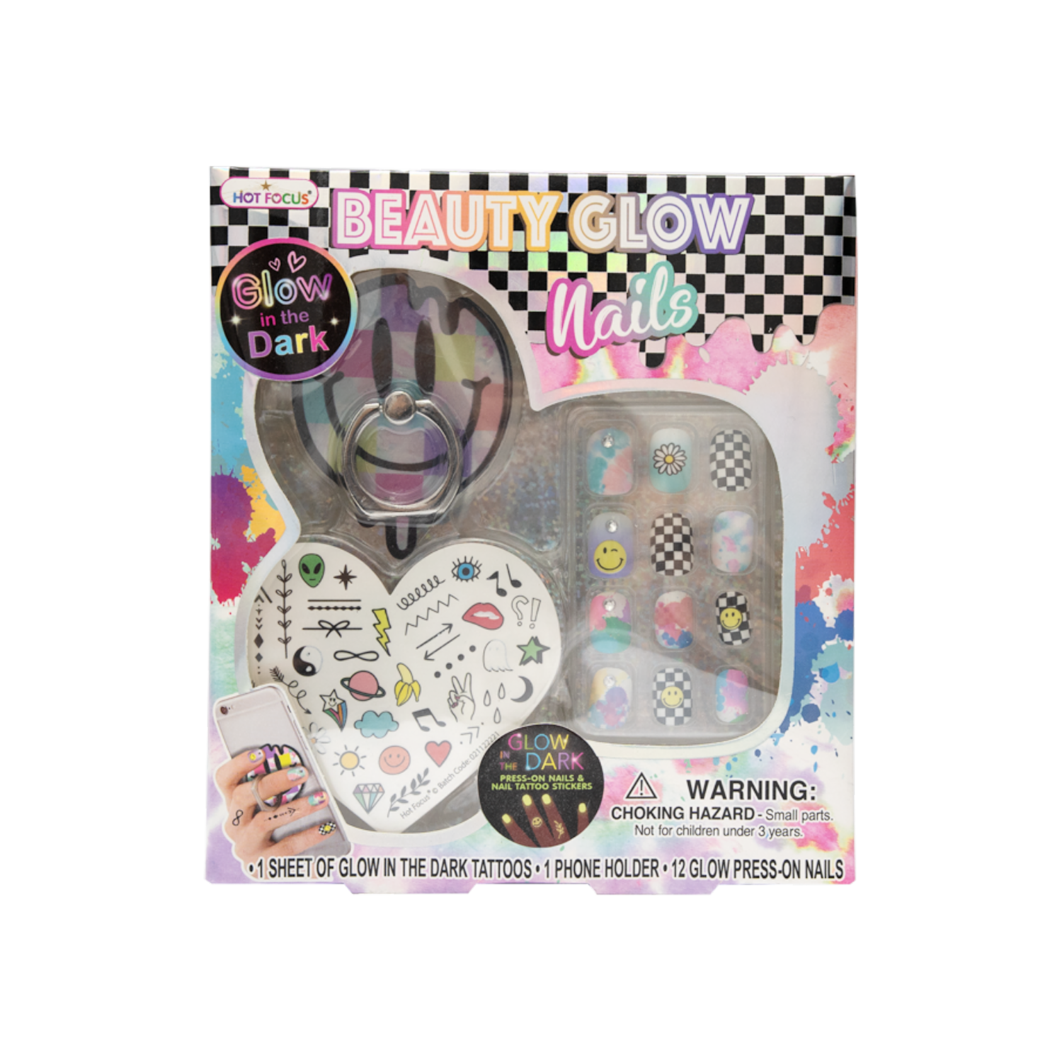 Uñas Postizas Para Niñas Brillantes HOT FOCUS JueGo X 12 U