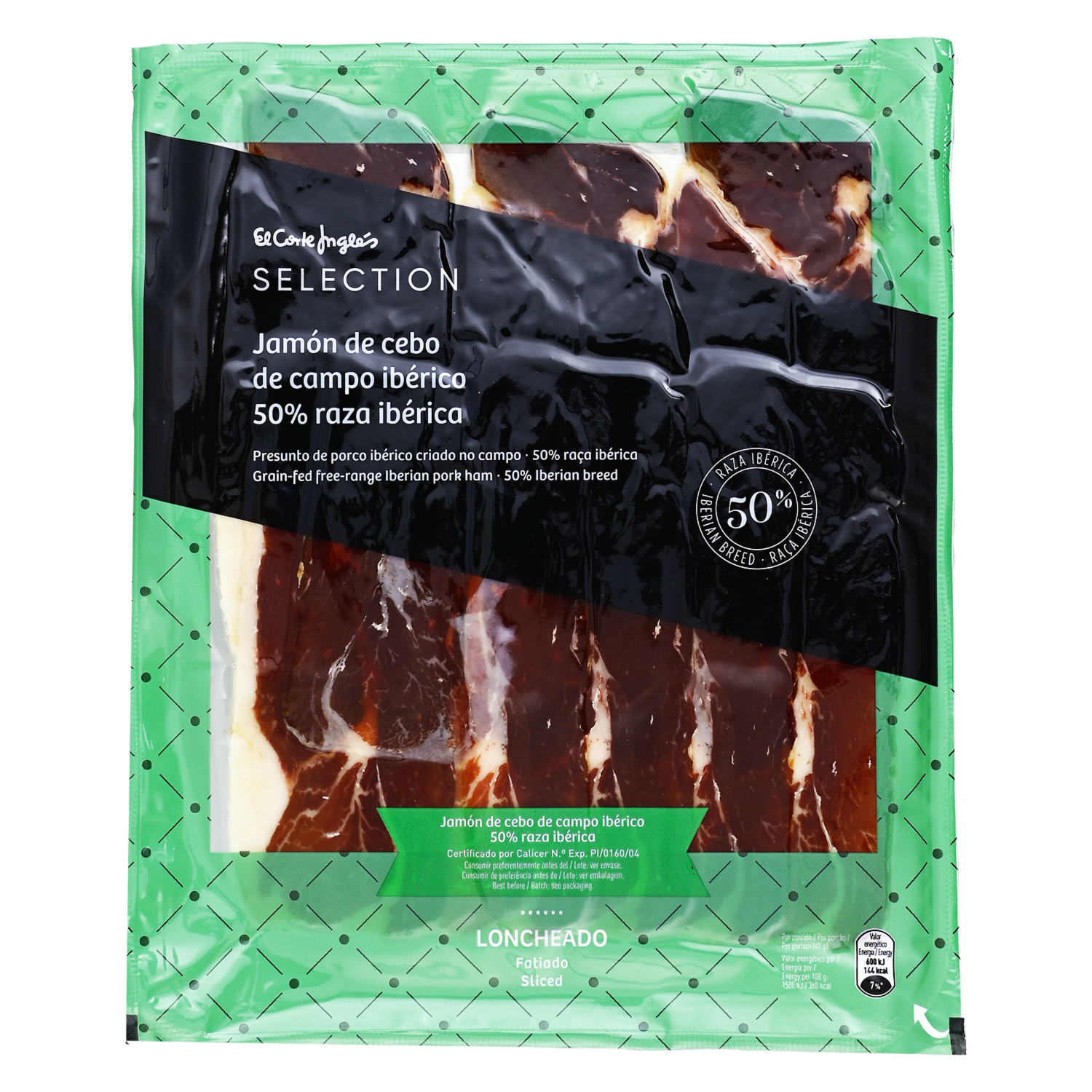 Jamón De Cebo De Campo 0.5 Raza Ibérico Lonchado EL CORTE INGLÉS 150 G
