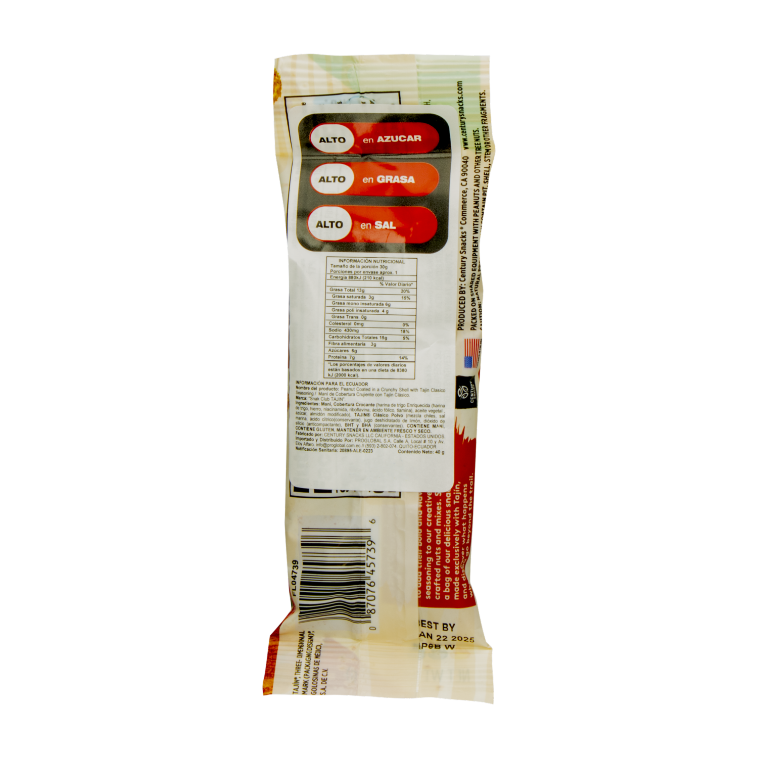 Maní Crocante Sabor Chili Y Limón SNAKE CLUB TAJÍN 40 G