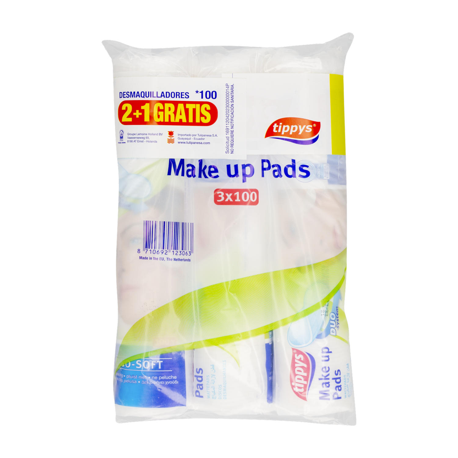 Discos Desmaquillantes DÚO De Algodón TIPPYS Pack 3 X100 Uds