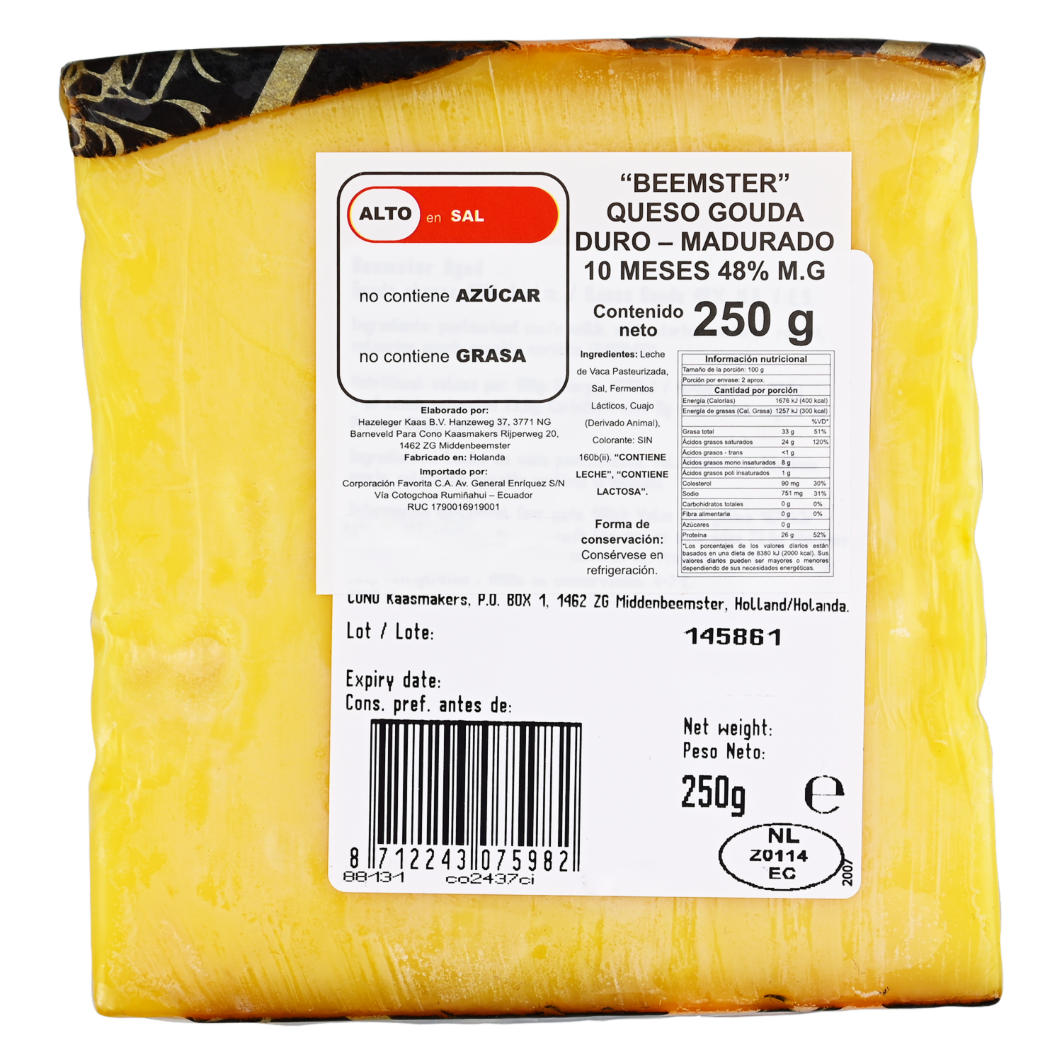 Queso Gouda Envejecido BEEMSTER 250 G