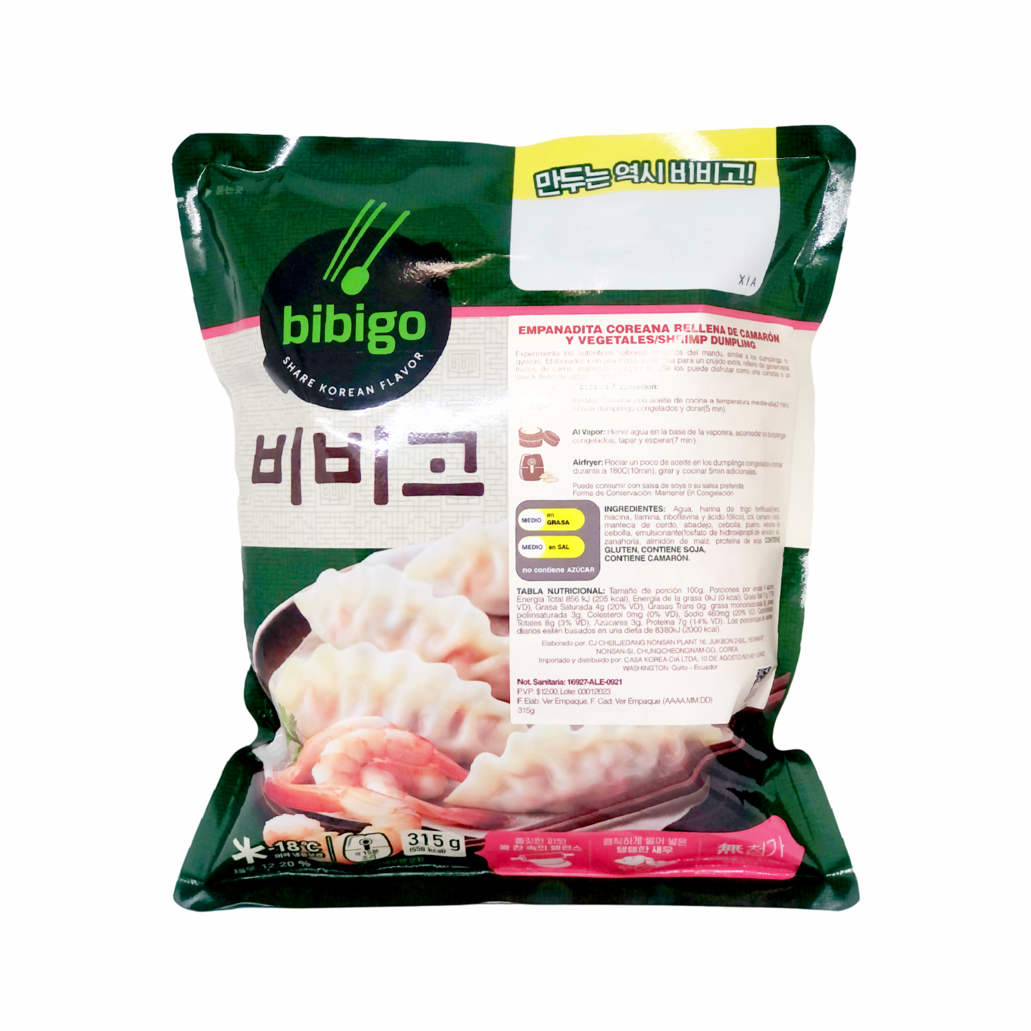 Dumpling Camarón Y Vegatales BIBIGO 315 G