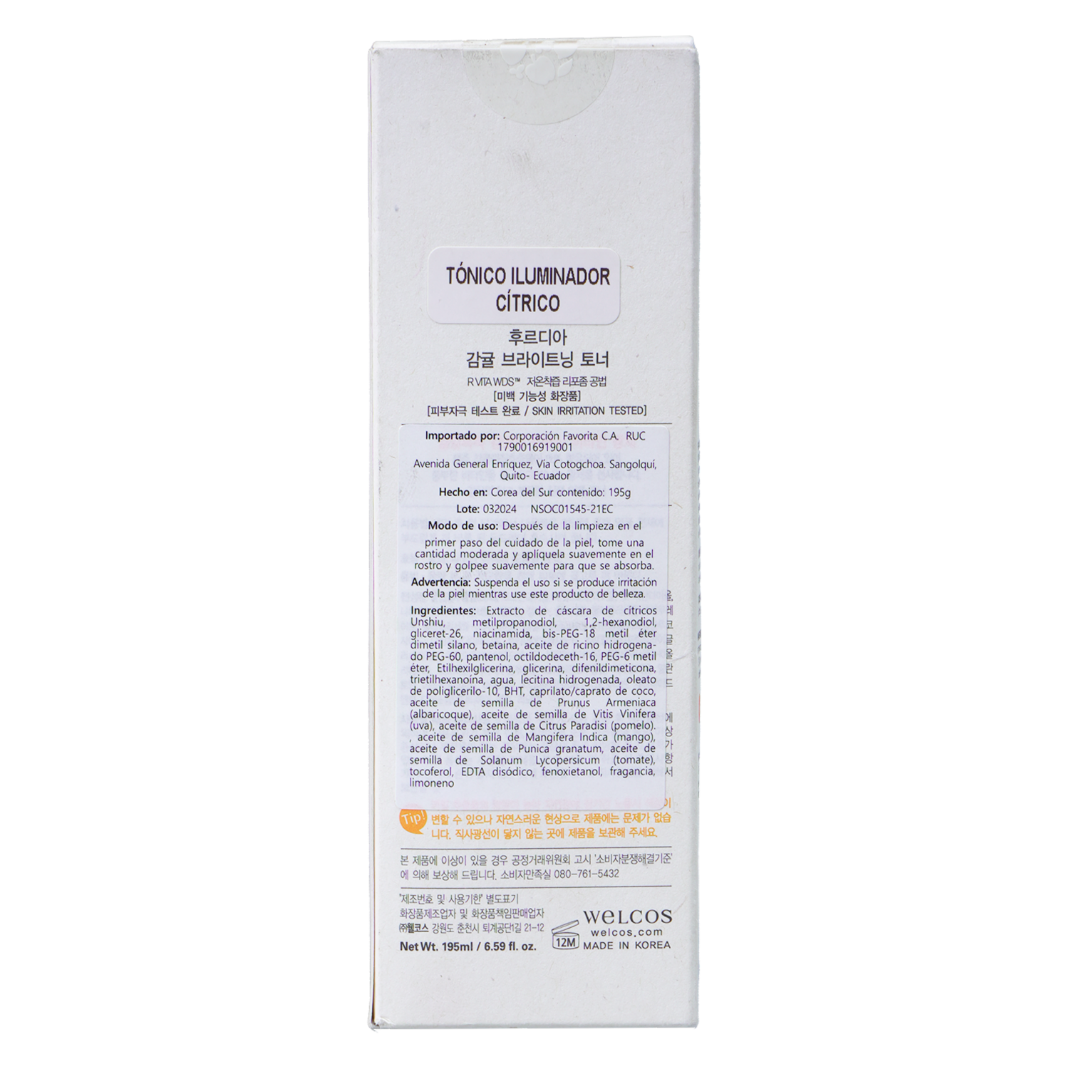 Tónico Facial Citrus Brightening Toner FRUDIA 195 Ml