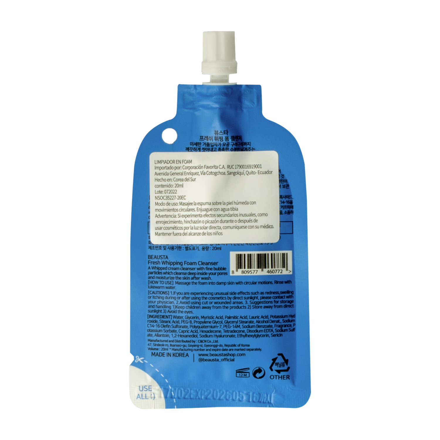 Limpiador Facial Sachet En Espuma Fresh BEAUSTA 20 Ml