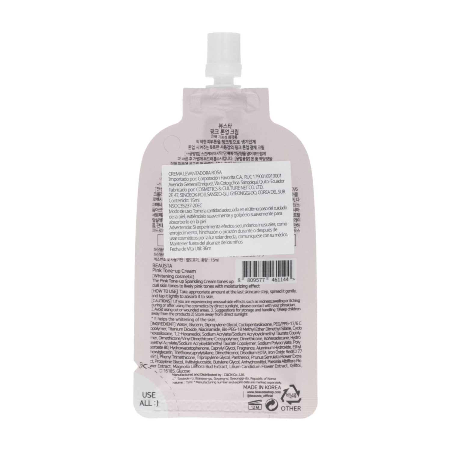 Crema Facial En Sachet Hidratante Rosa BEAUSTA 15 Ml
