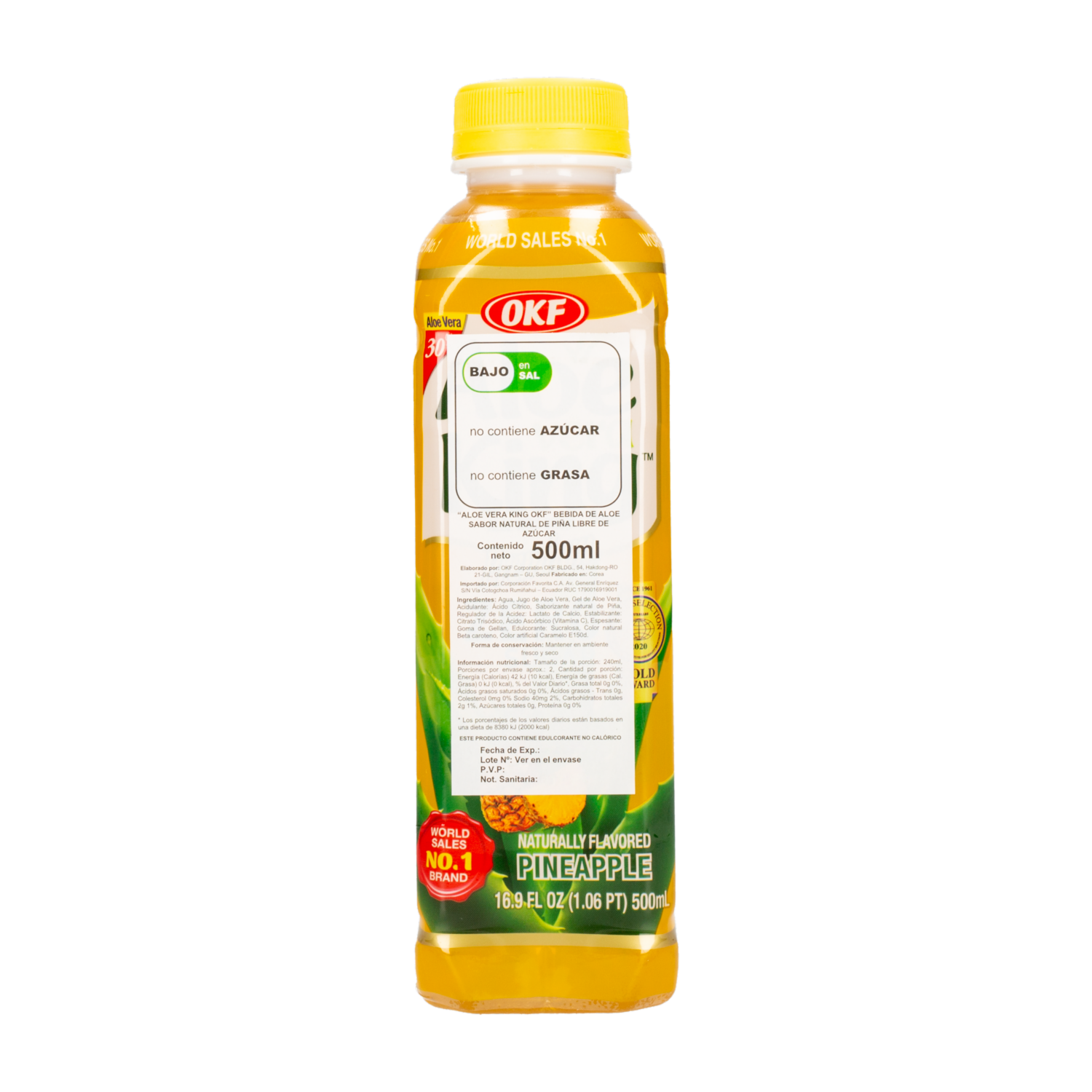Bebida De Aloe De Piña Sin Azúcar OKF 500 Ml