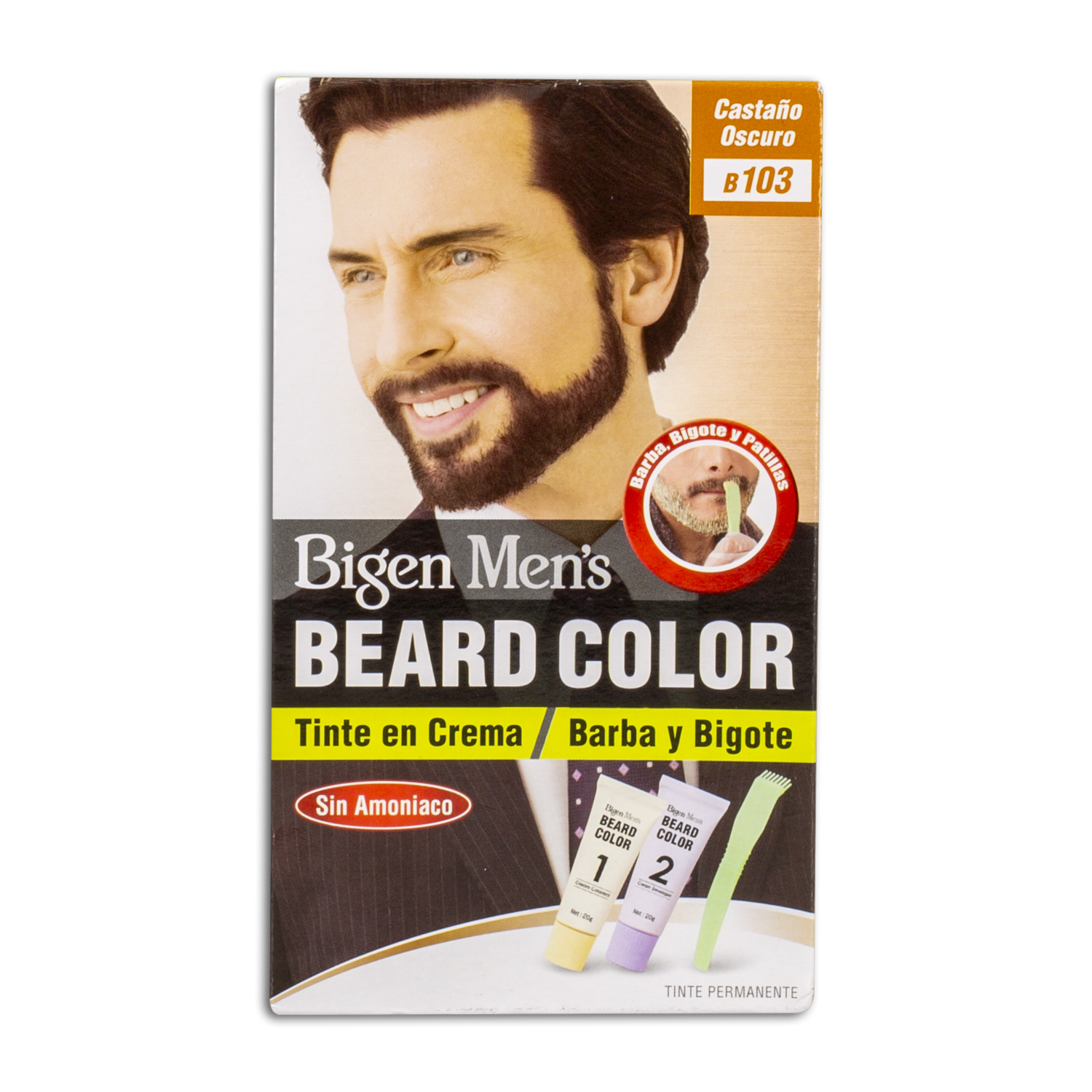 Tinte Para Barba Y Bigote Sin Amoníaco N° B.103 Castaño Oscuro BIGEN MEN’S 1 Kit