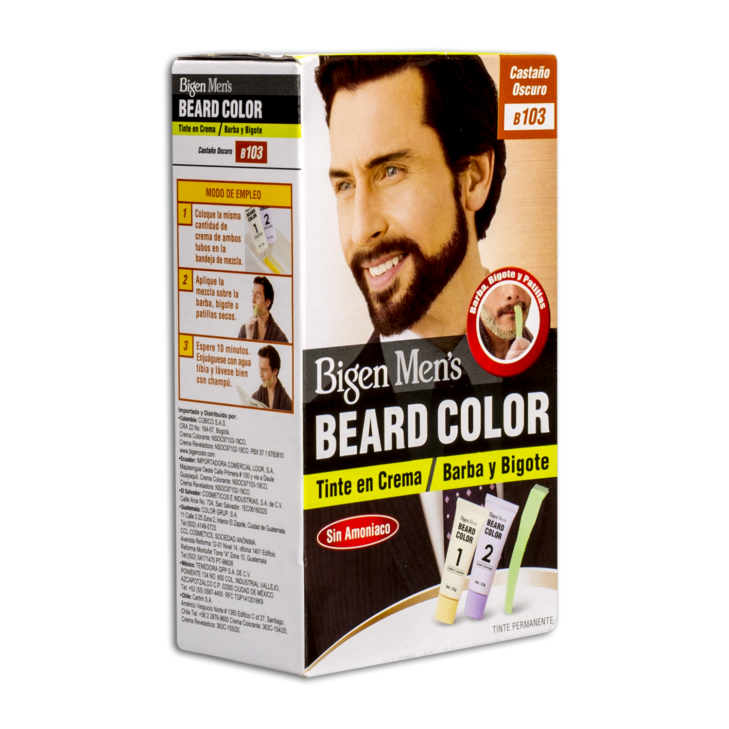 Tinte Para Barba Y Bigote Sin Amoníaco N° B.103 Castaño Oscuro BIGEN MEN’S 1 Kit