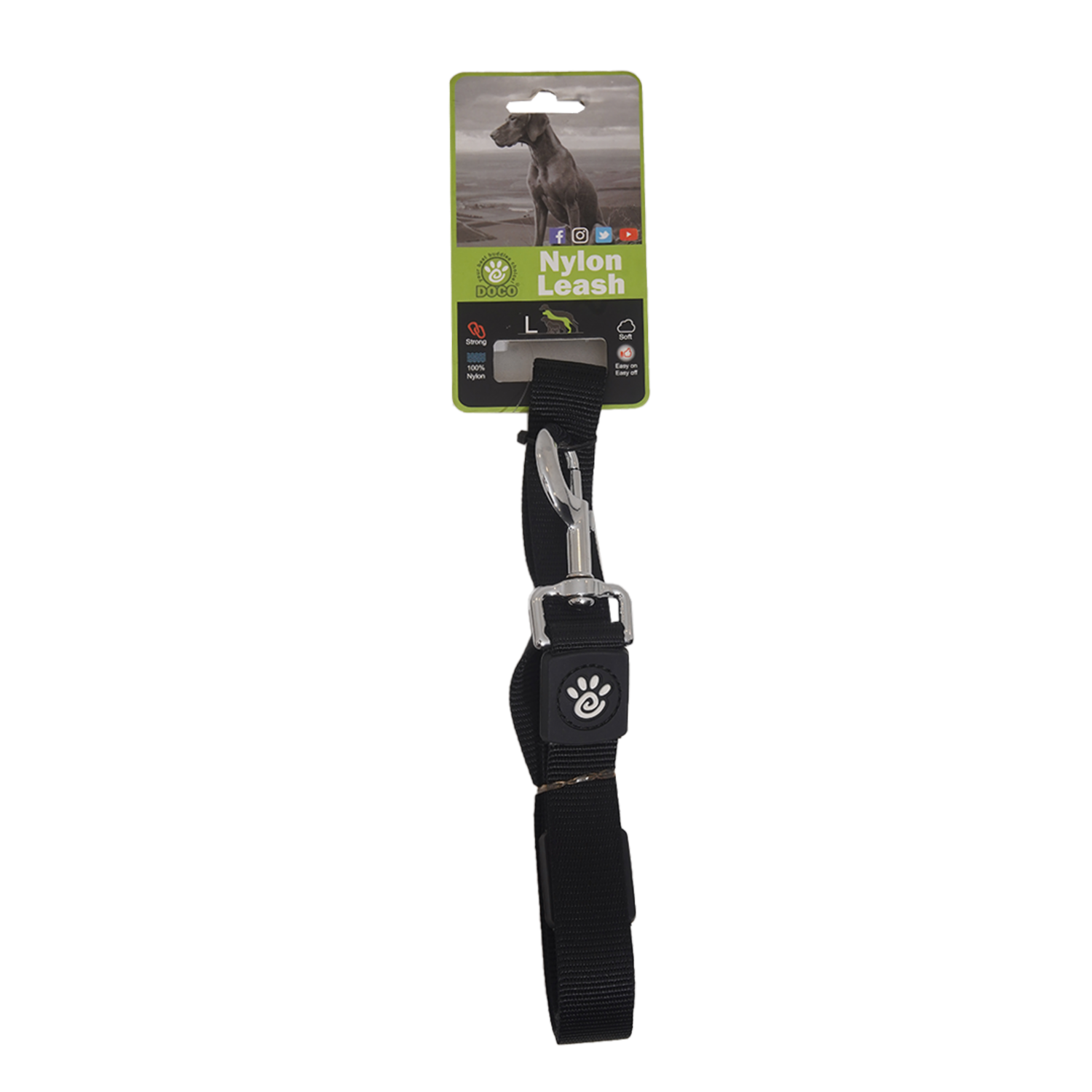 Correa Para Mascota Nylon Negro DOCO GRANDE