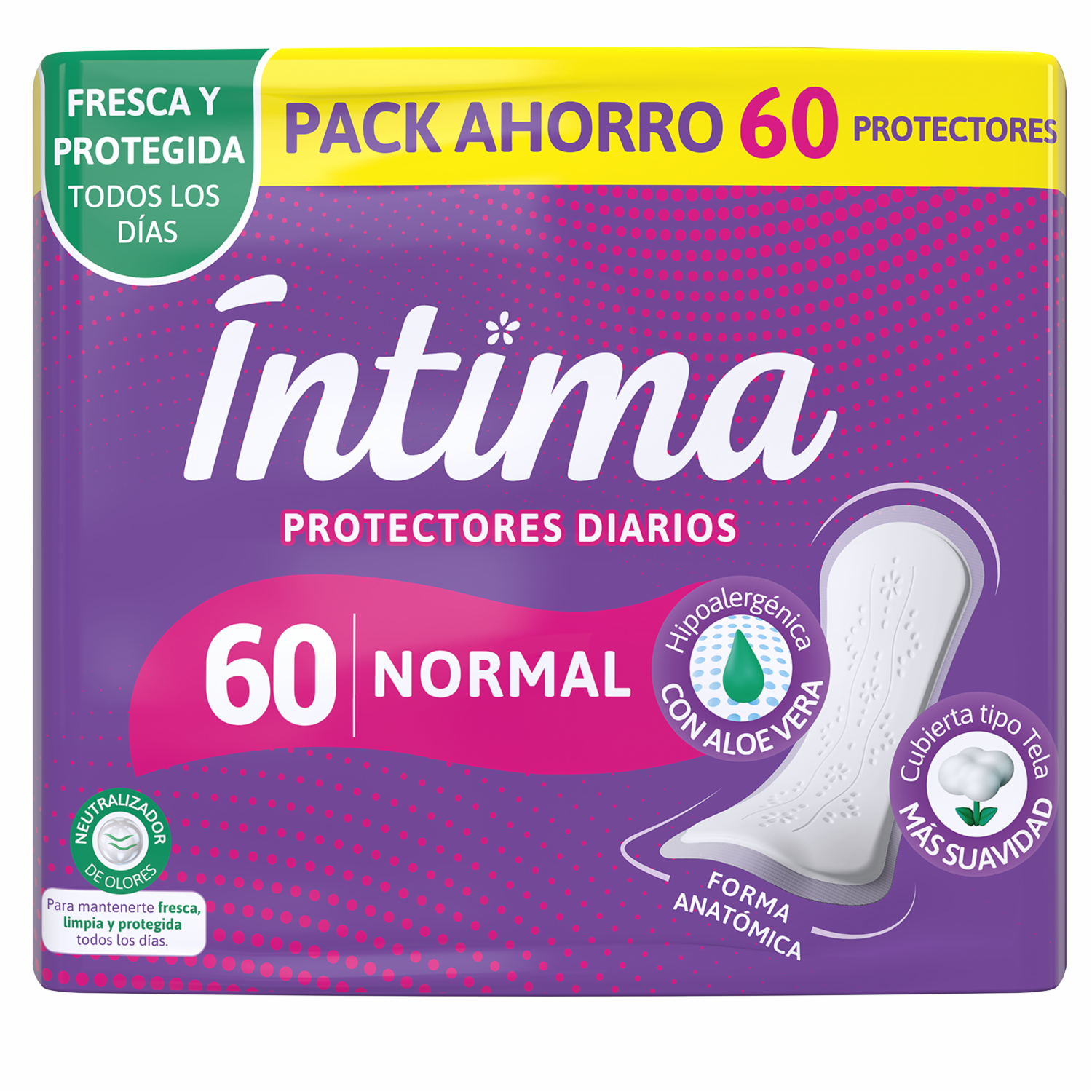 Protectores Diarios Forma Anatómica ÍNTIMA 60 Uds
