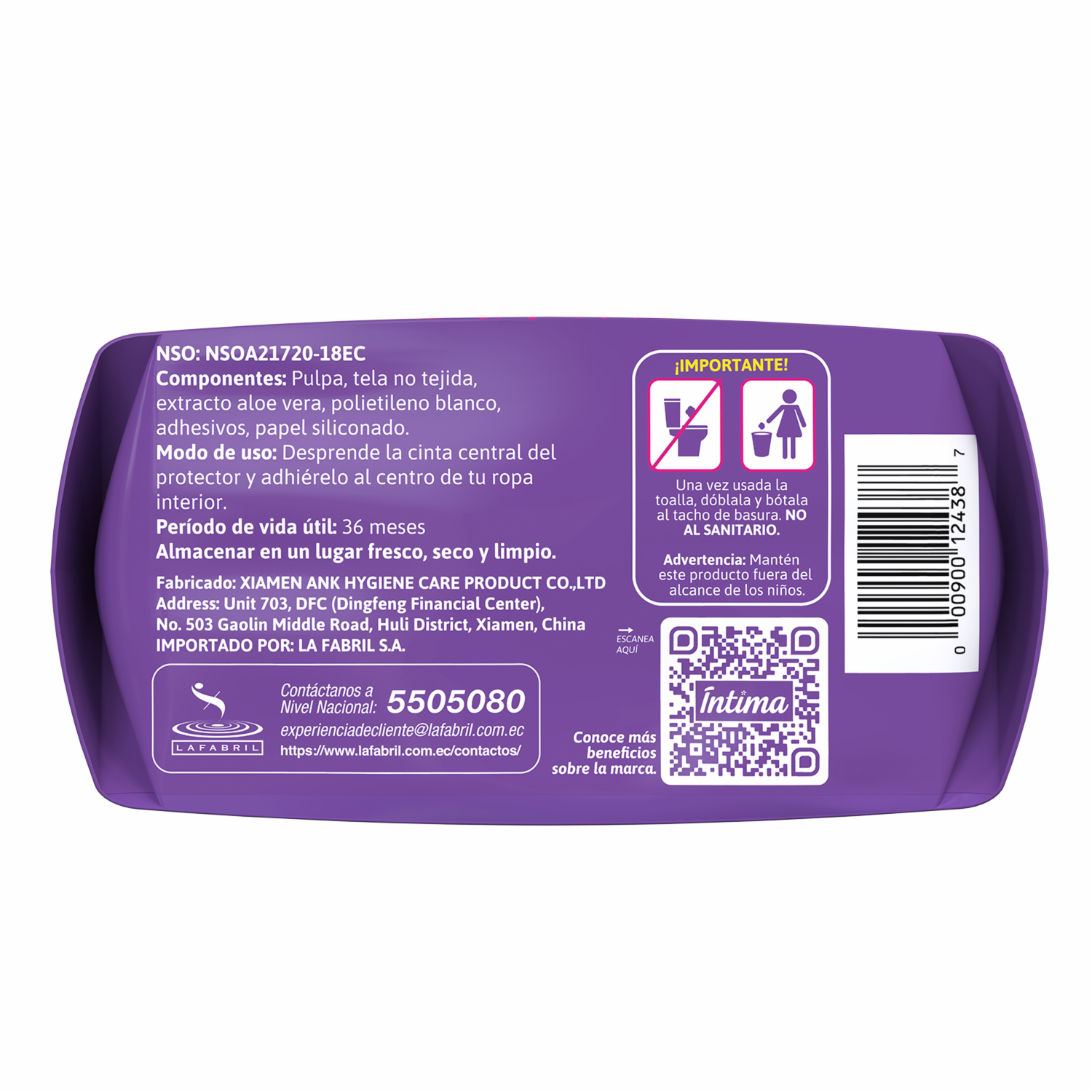 Protectores Diarios Forma Anatómica ÍNTIMA 60 Uds