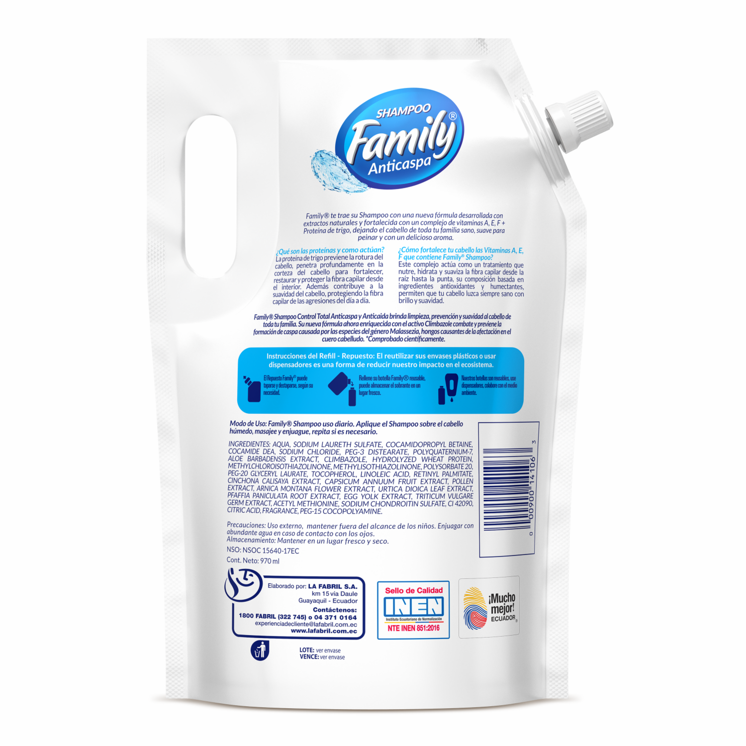 Shampoo De Cabello Control Total FAMILY 970 Ml
