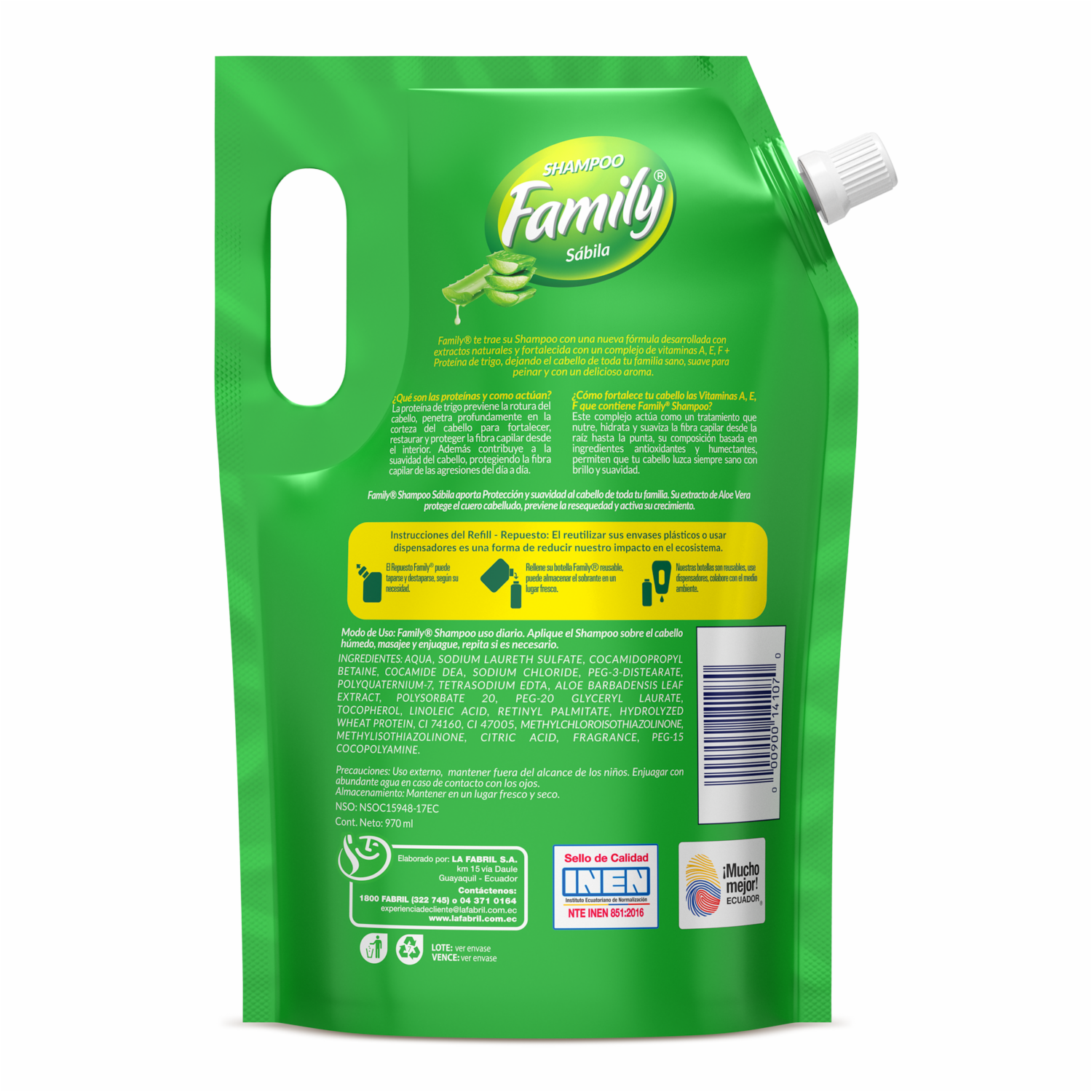 Shampoo De Cabello Con Sábila Doy Pack FAMILY 970 Ml