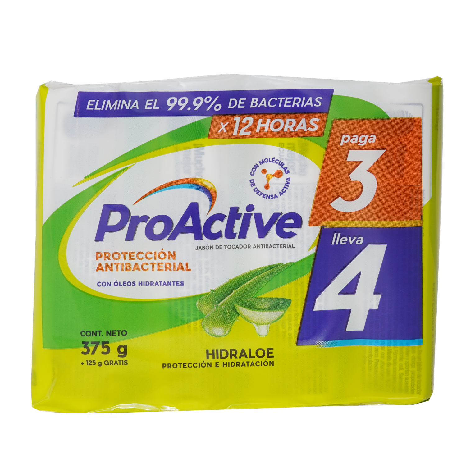 Jabón De Tocador Hidraloe Antibacterial PROACTIVE 375 G
