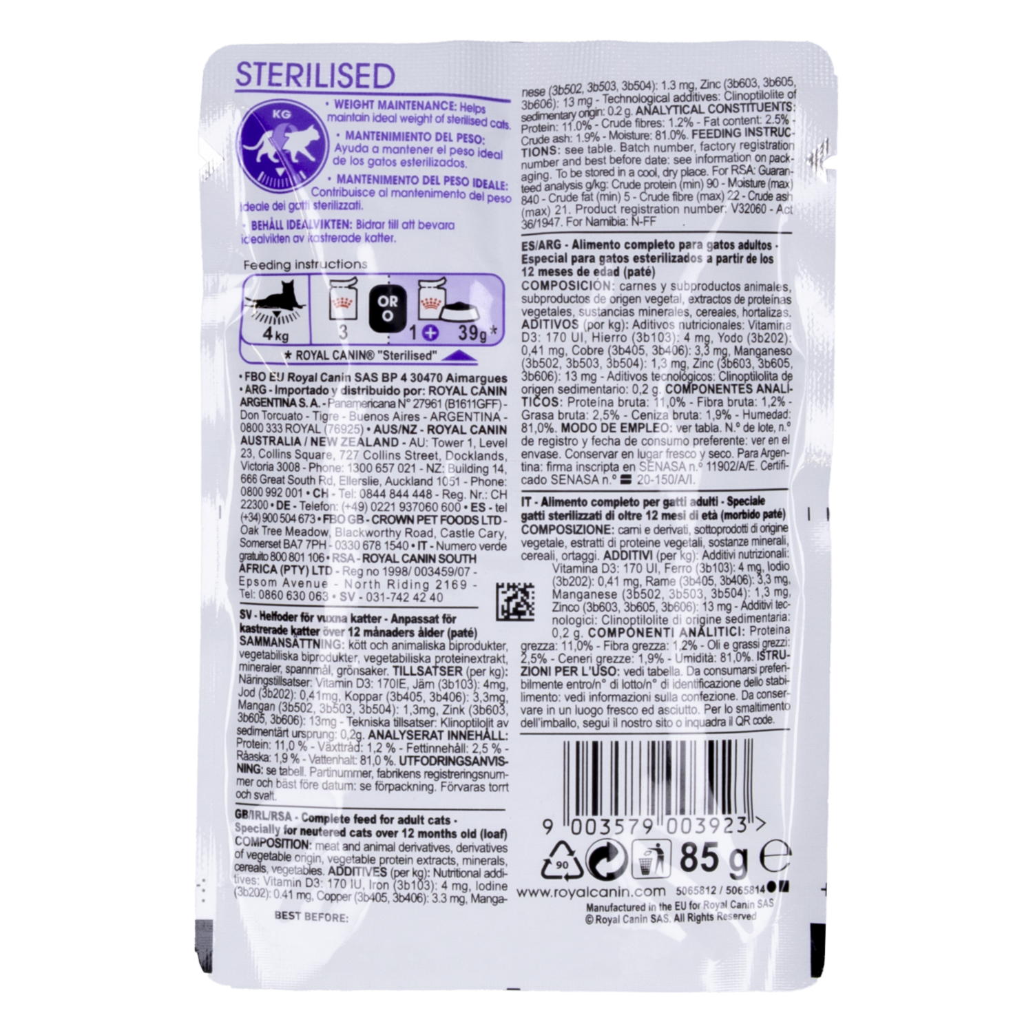 Alimento Para Gatos Esterilizados ROYAL CANIN 85 G