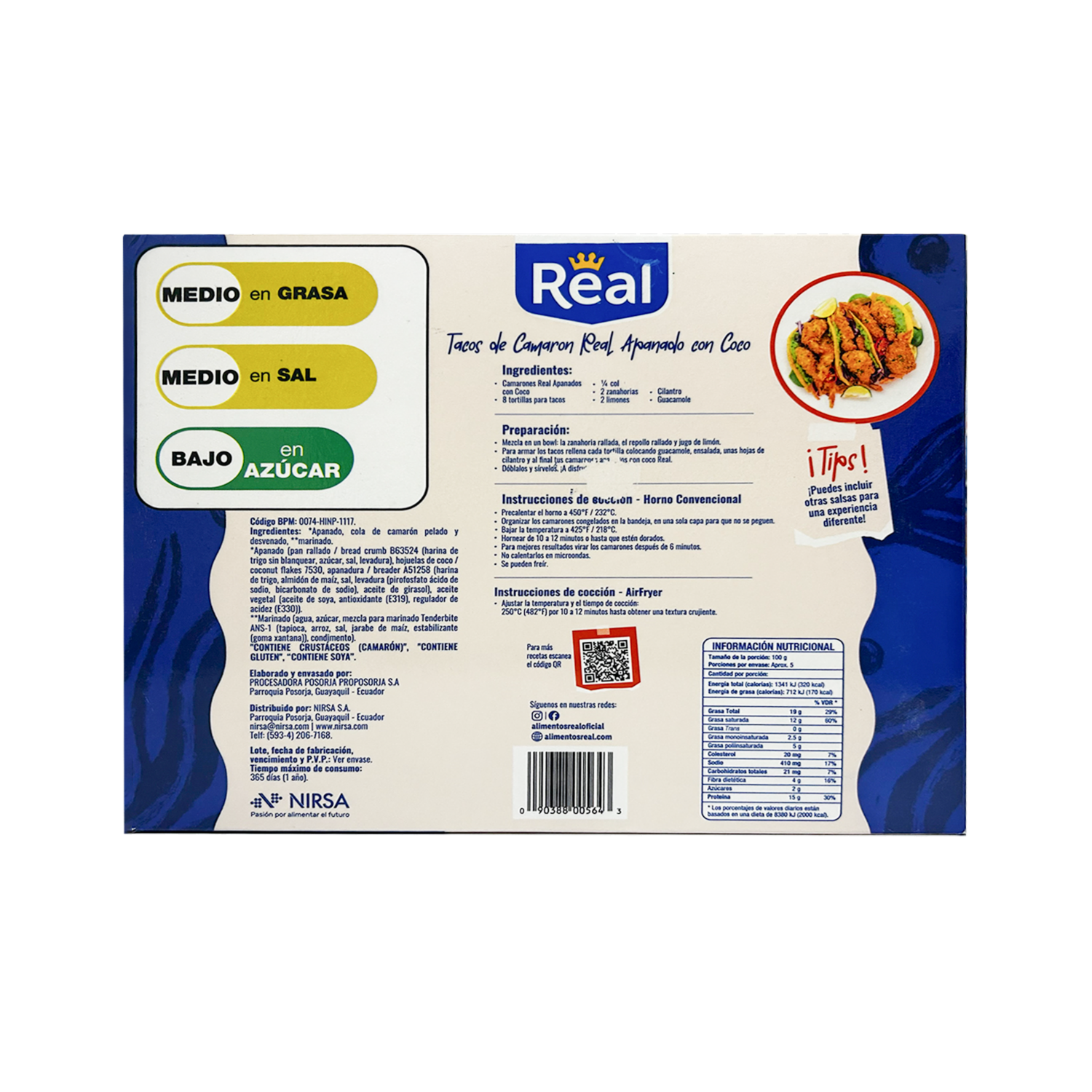 Camarones Apanados Con Coco Precocidos Y Congelados REAL 454 G
