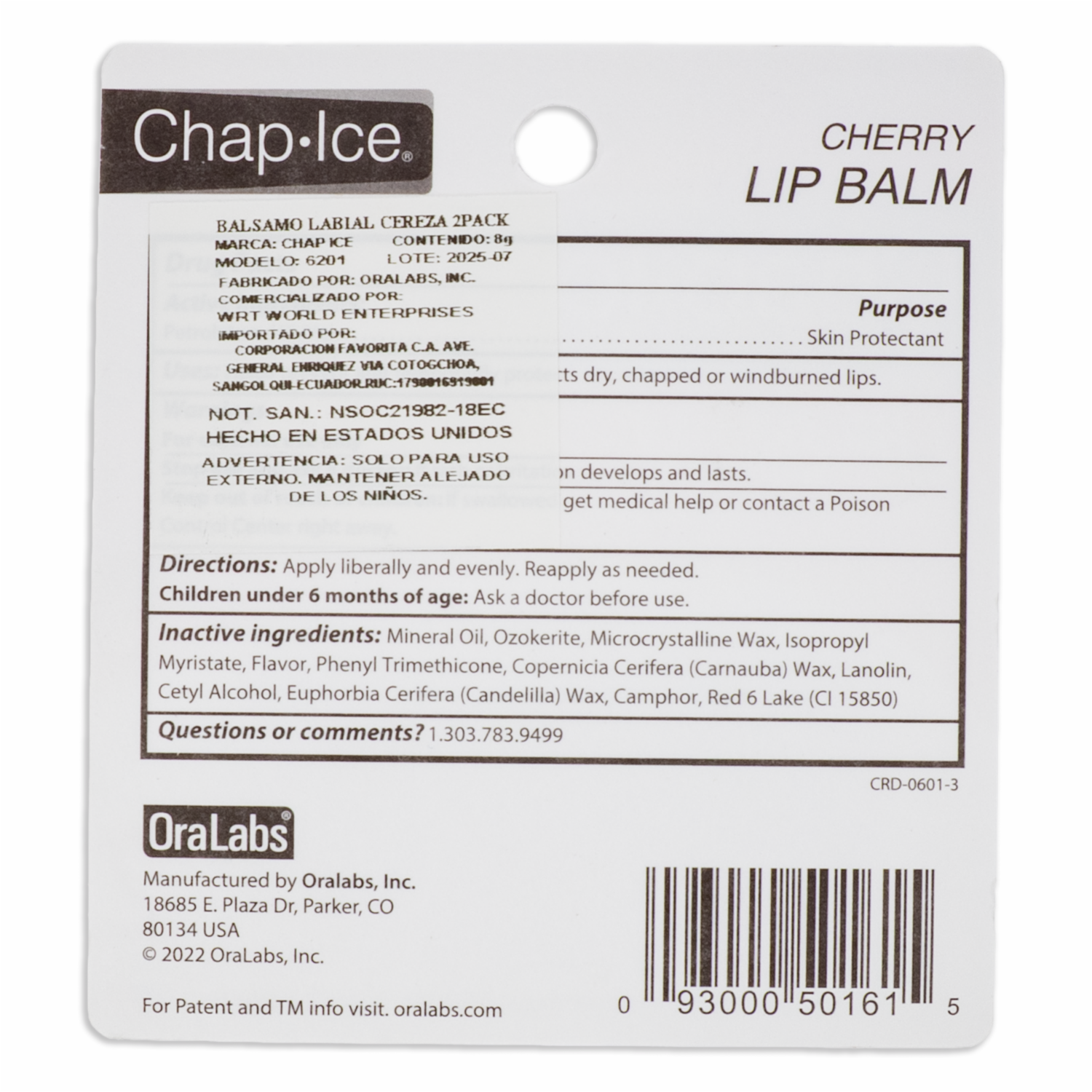 Bálsamo Labial Cereza CHAP-ICE Factor De Protección Solar 4, Cereza