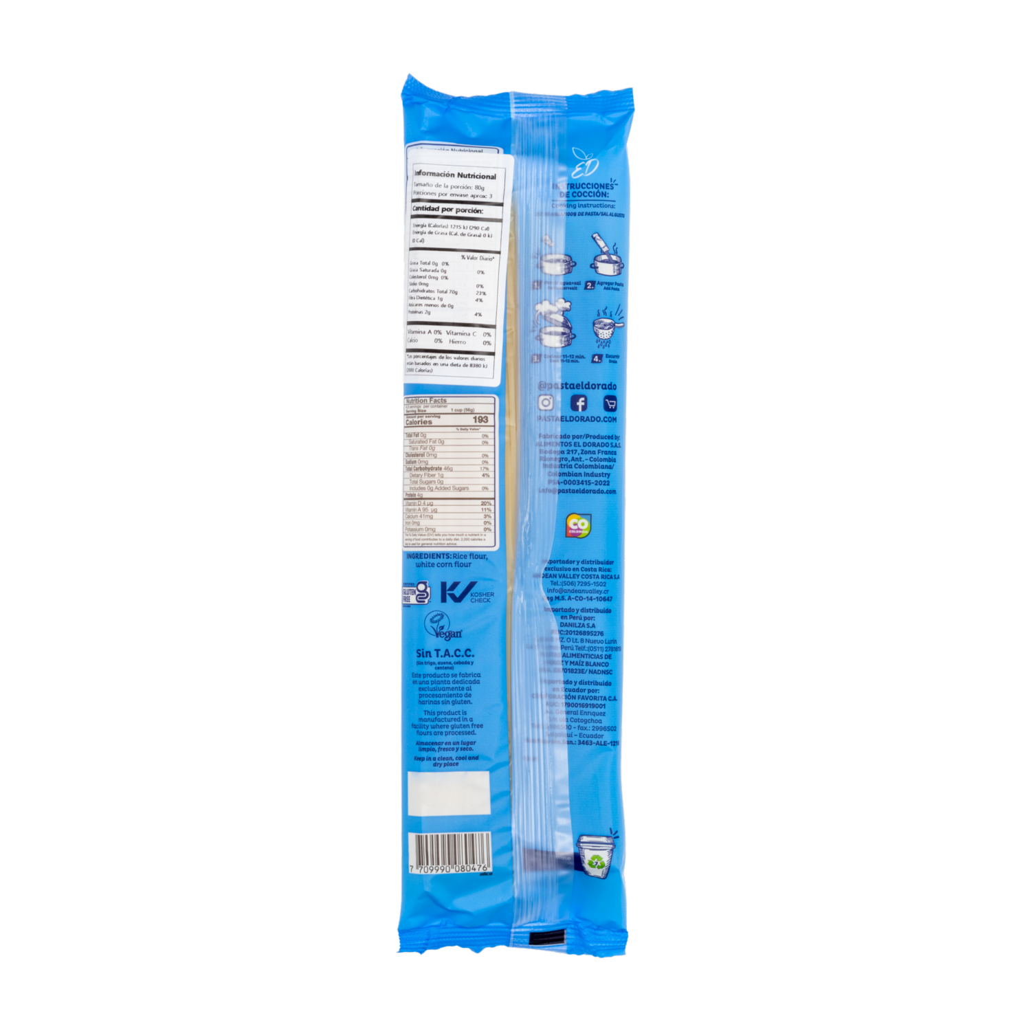 Pasta De Arroz Spaghetti Sin Gluten EL DORADO 250  G