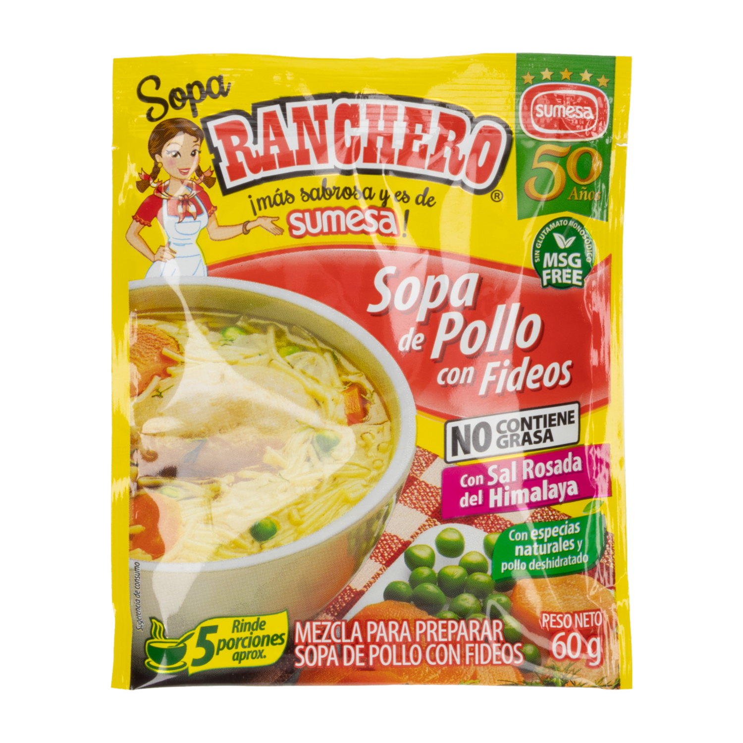 Sopa Instantánea De Pollo Con Fideos RANCHERO Sobre