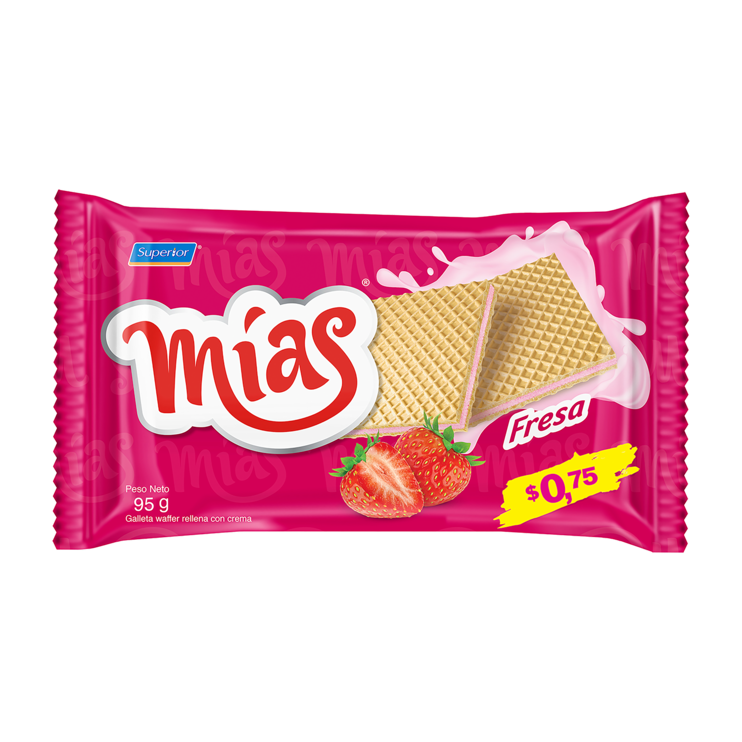 Galletas Dulces Waffer Sabor A Fresa MÍAS 95 G