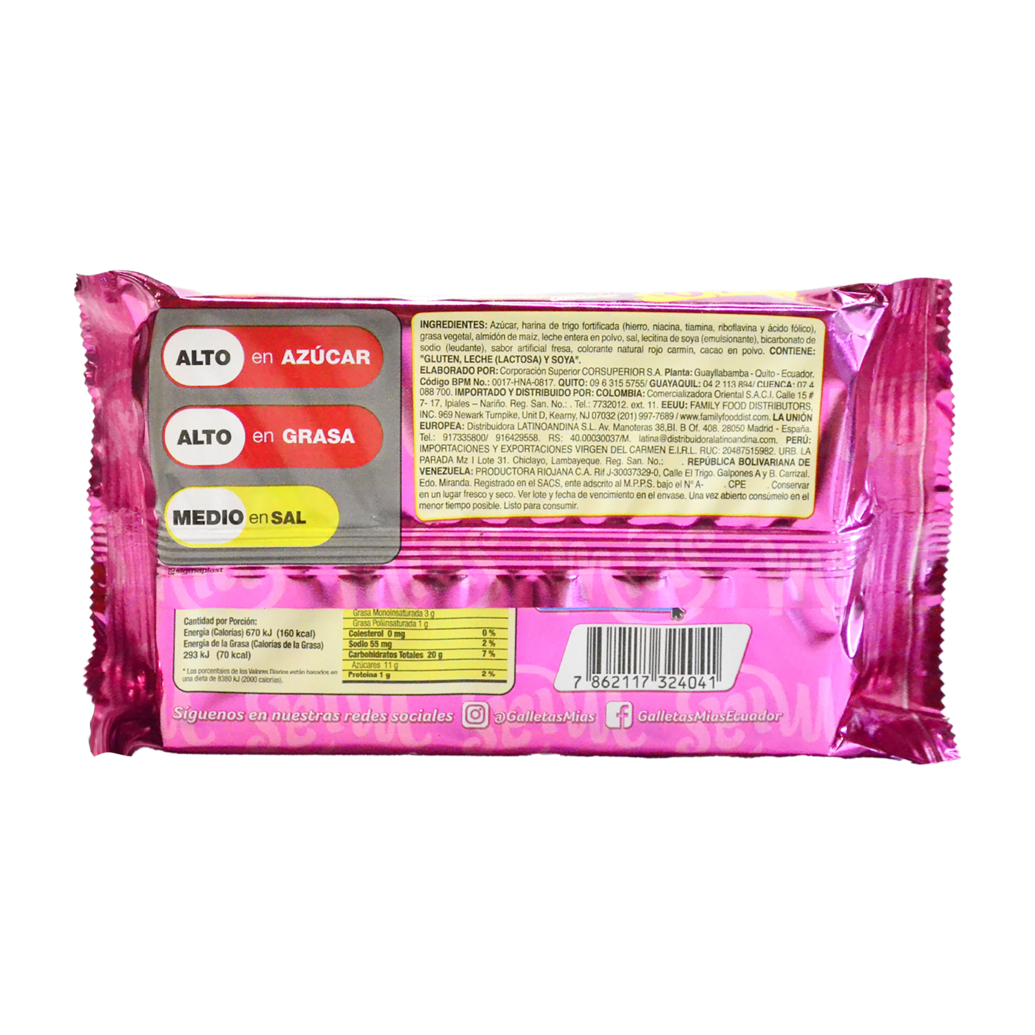 Galletas Dulces Waffer Sabor A Fresa MÍAS 95 G