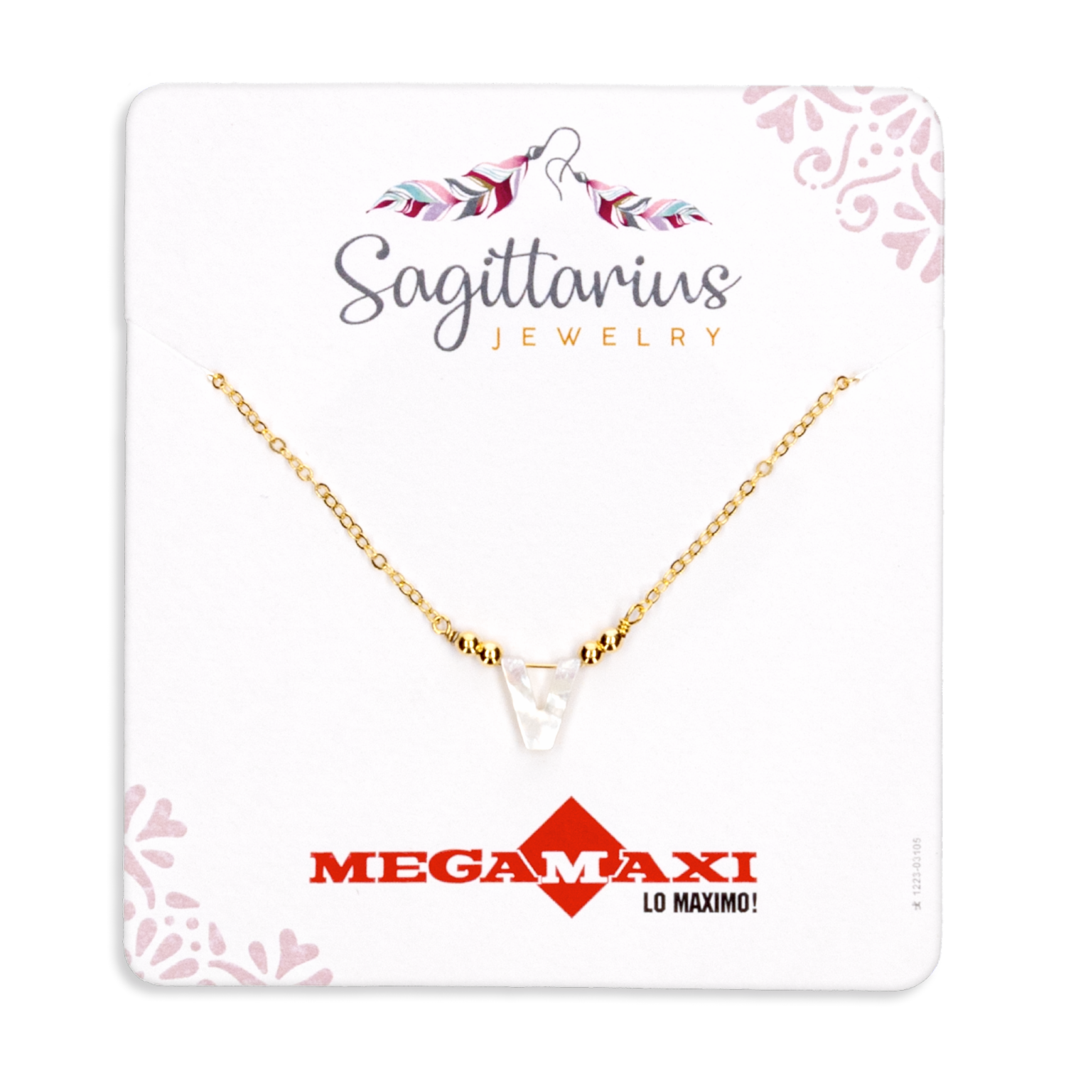 Collar Para Dama Diseño Nácar Con Dije Letra V SAGITTARIUS JEWERLY Unidad
