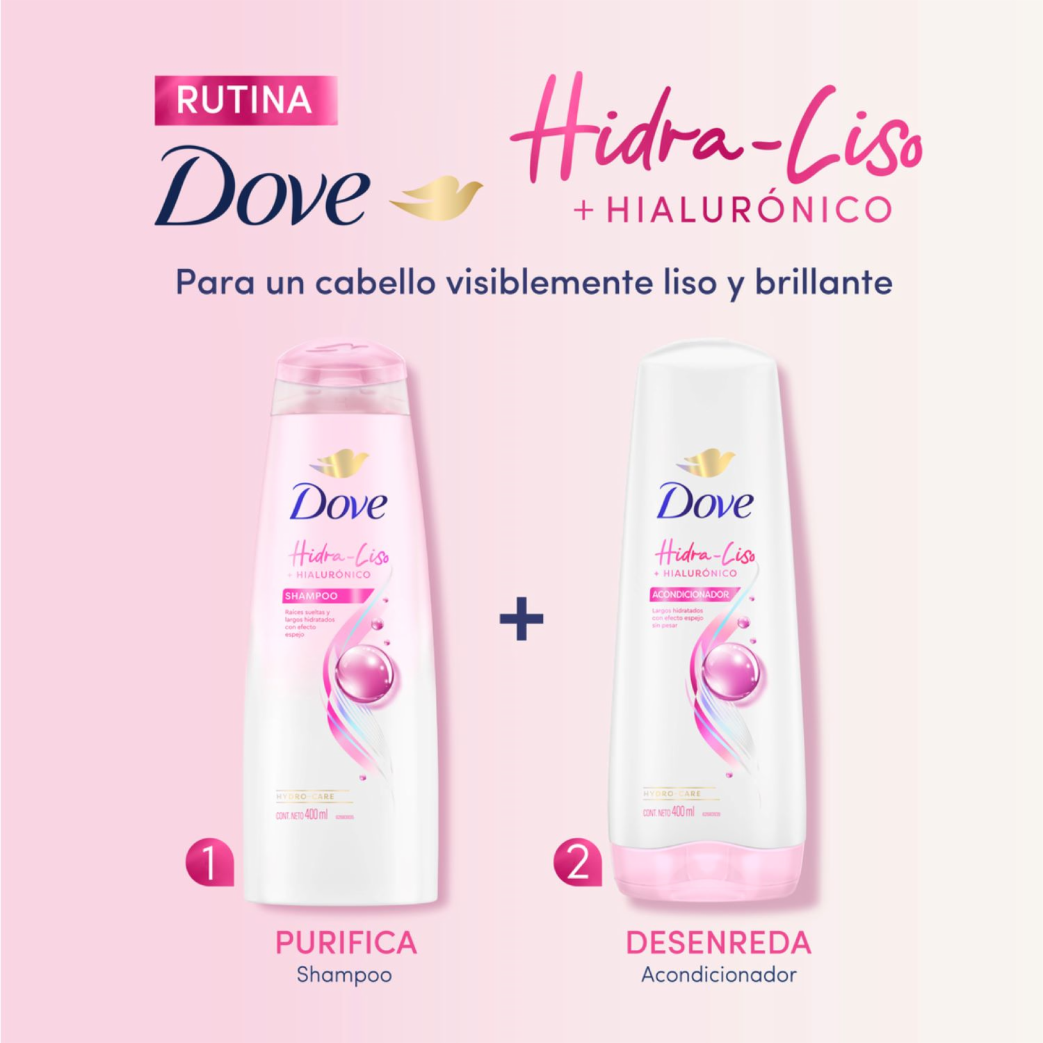 Acondicionador De Cabello Hidra Liso + Hialurónico DOVE 400 Ml