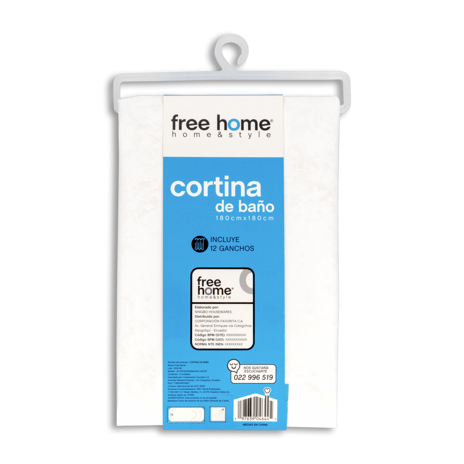 Cortina De Baño Liner White FREE HOME 180 Cm