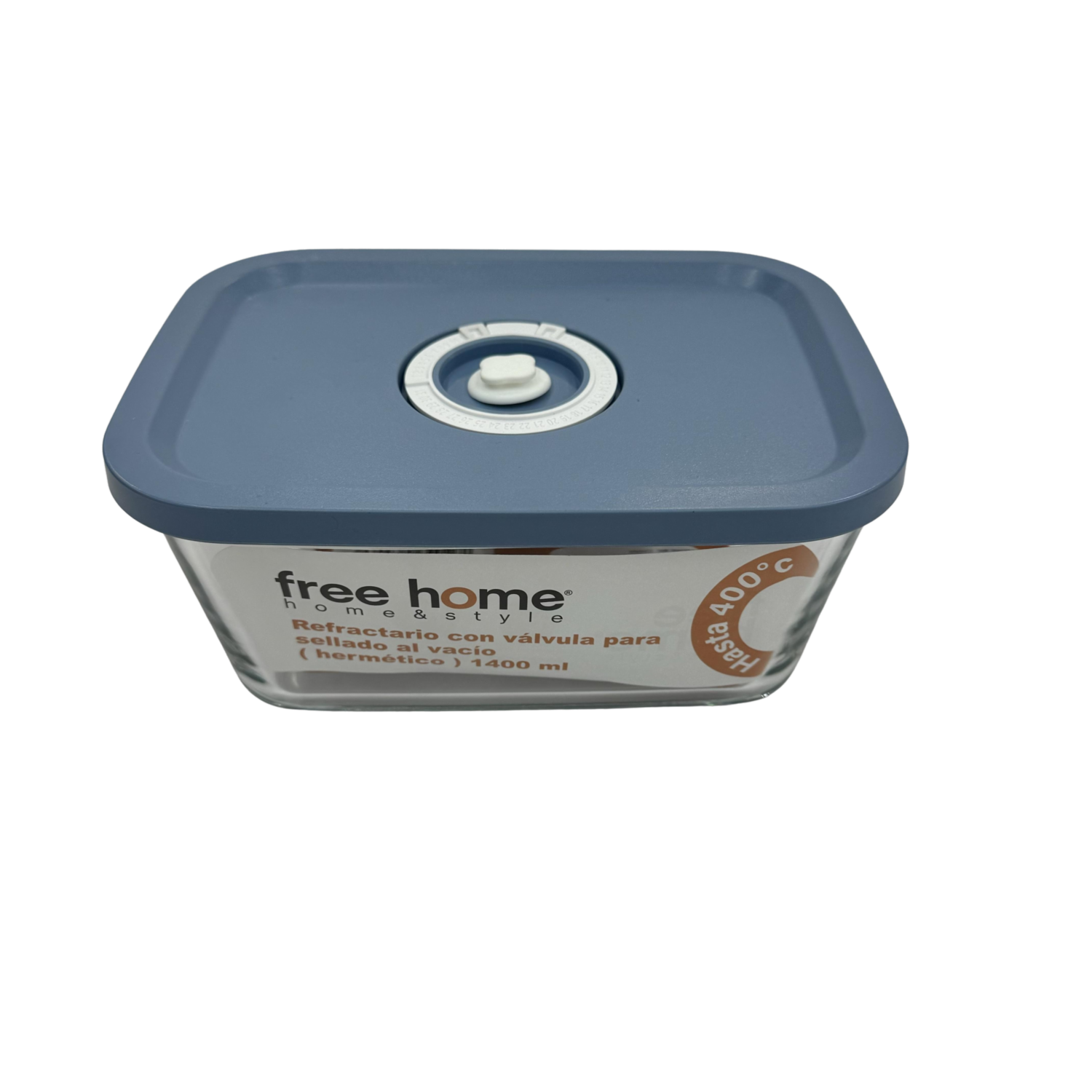 Repostero Refractario Con Válvula Y Fecha Celeste FREE HOME 1400 Ml