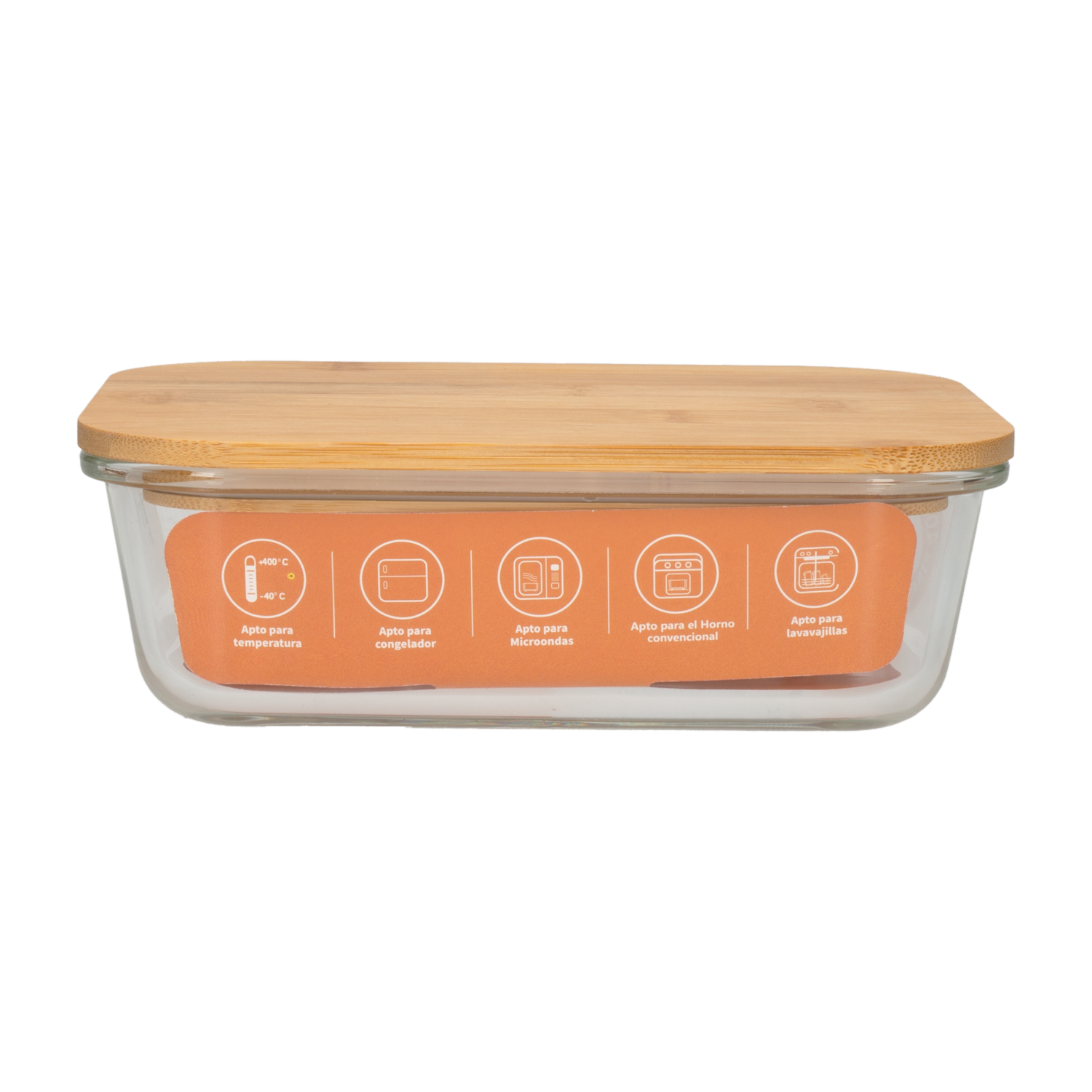 Repostero Refractario Con Tapa Bamboo FREE HOME 1 Litro