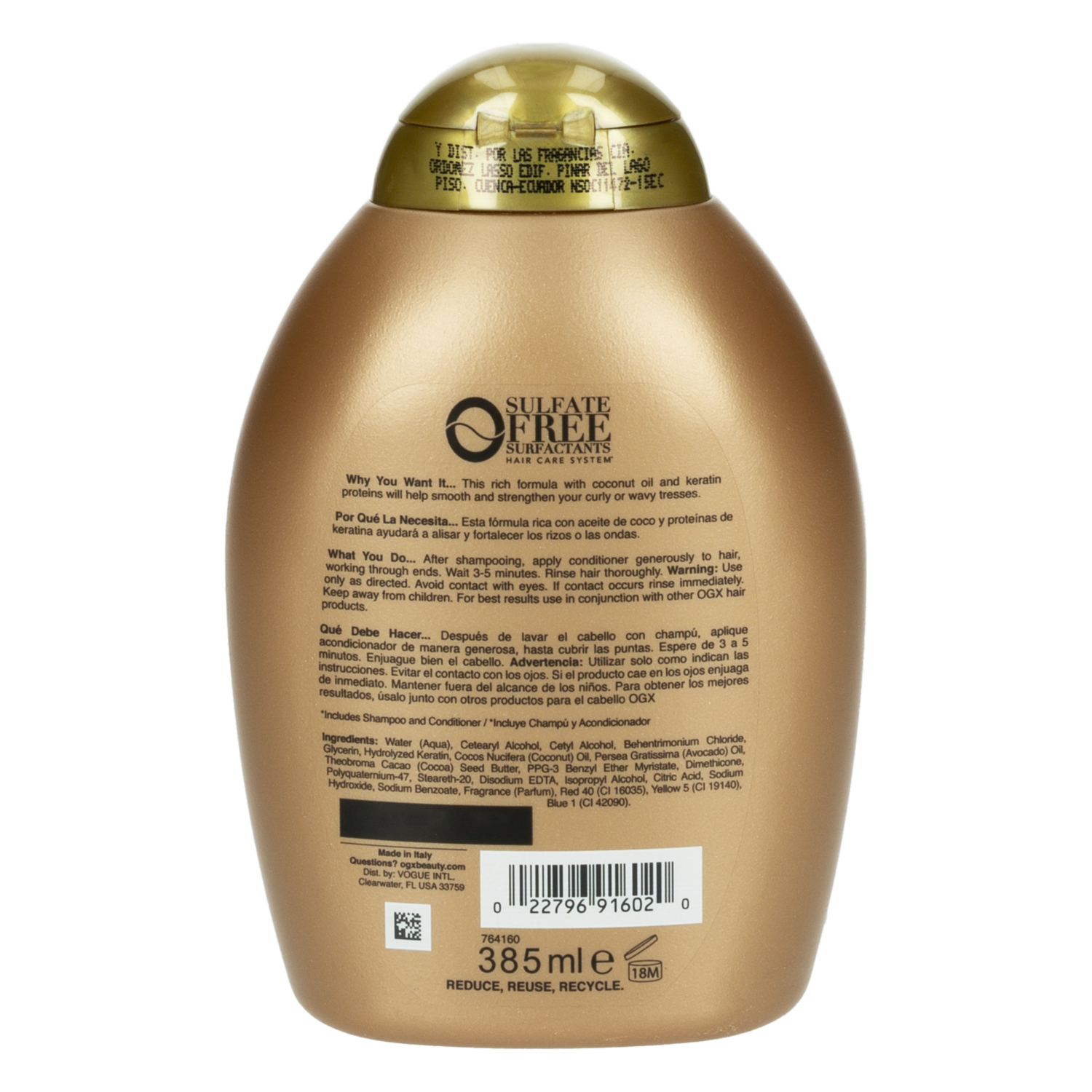 Acondicionador De Cabello Brazilian Keratin OGX 385 Ml