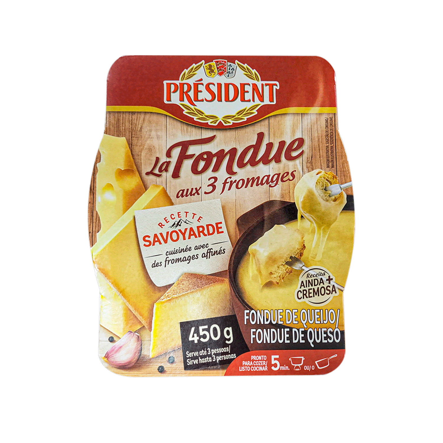 Fondue Tres Quesos PRÉSIDENT 450 G