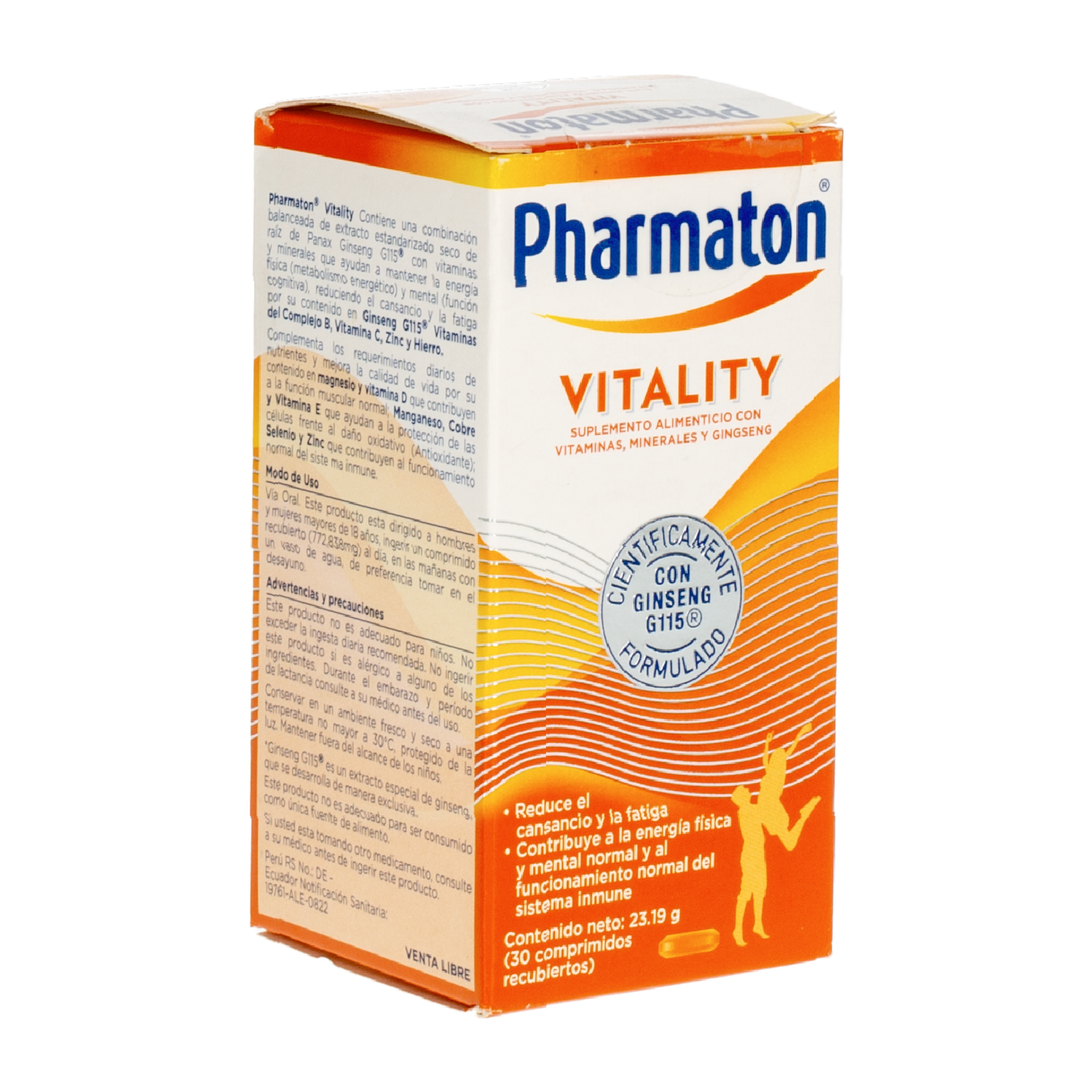 Multivitamínico Vitality En Capsulas PHARMATON Frasco 30 Uds