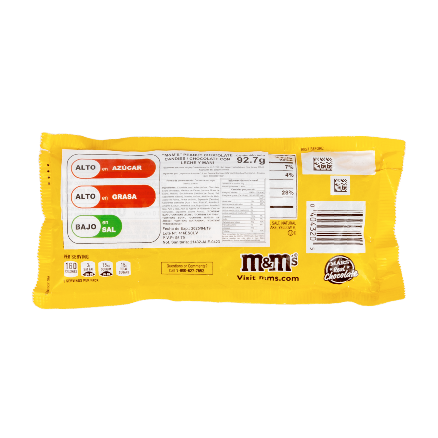 Chocolate Con Leche Y Maní M&M’S 89 G