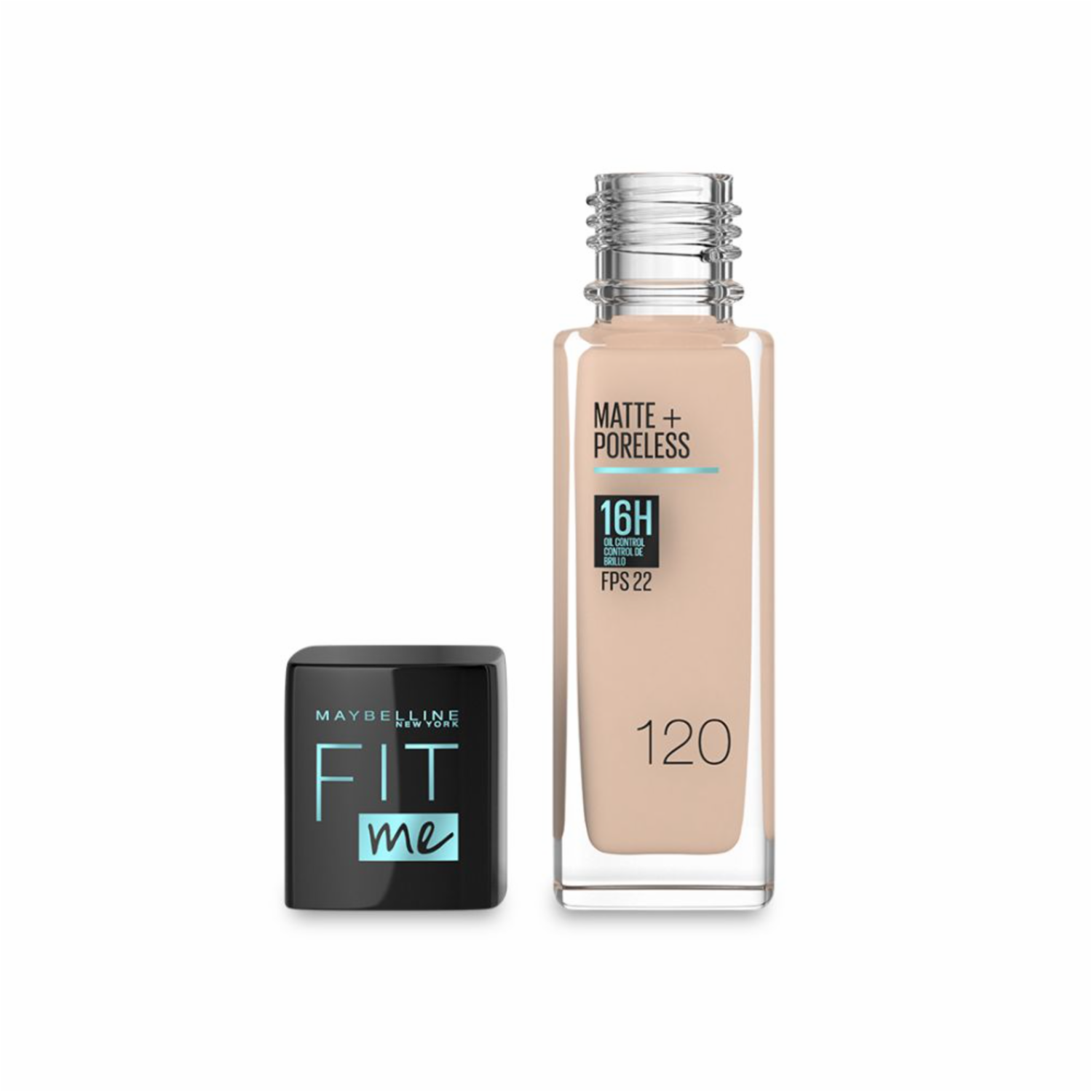 Base De Maquillaje Líquida Fit Me Mate + Poreless Fps 22 Tono 125 Nude Beige MAYBELLINE NEW YORK