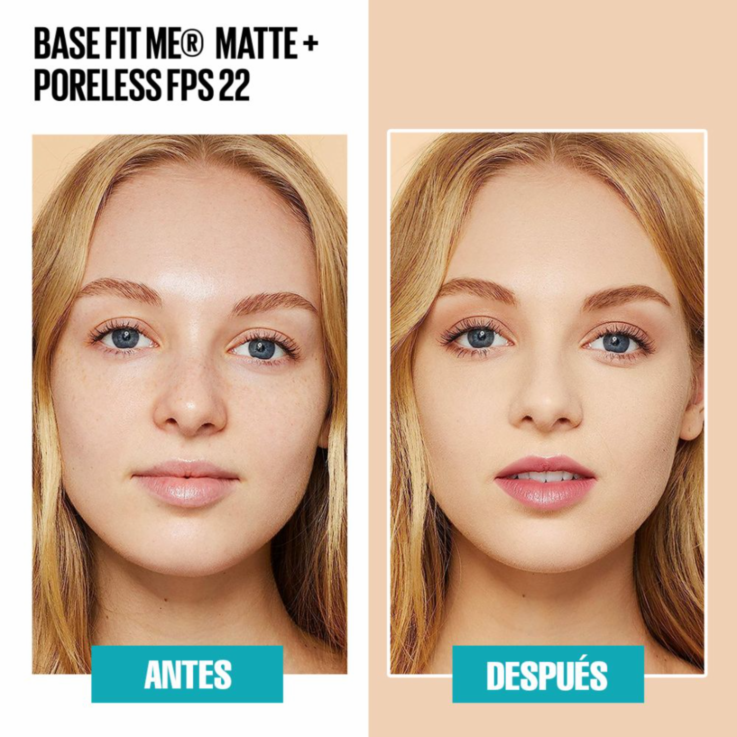 Base De Maquillaje Líquida Fit Me Mate + Poreless Fps 22 Tono 125 Nude Beige MAYBELLINE NEW YORK