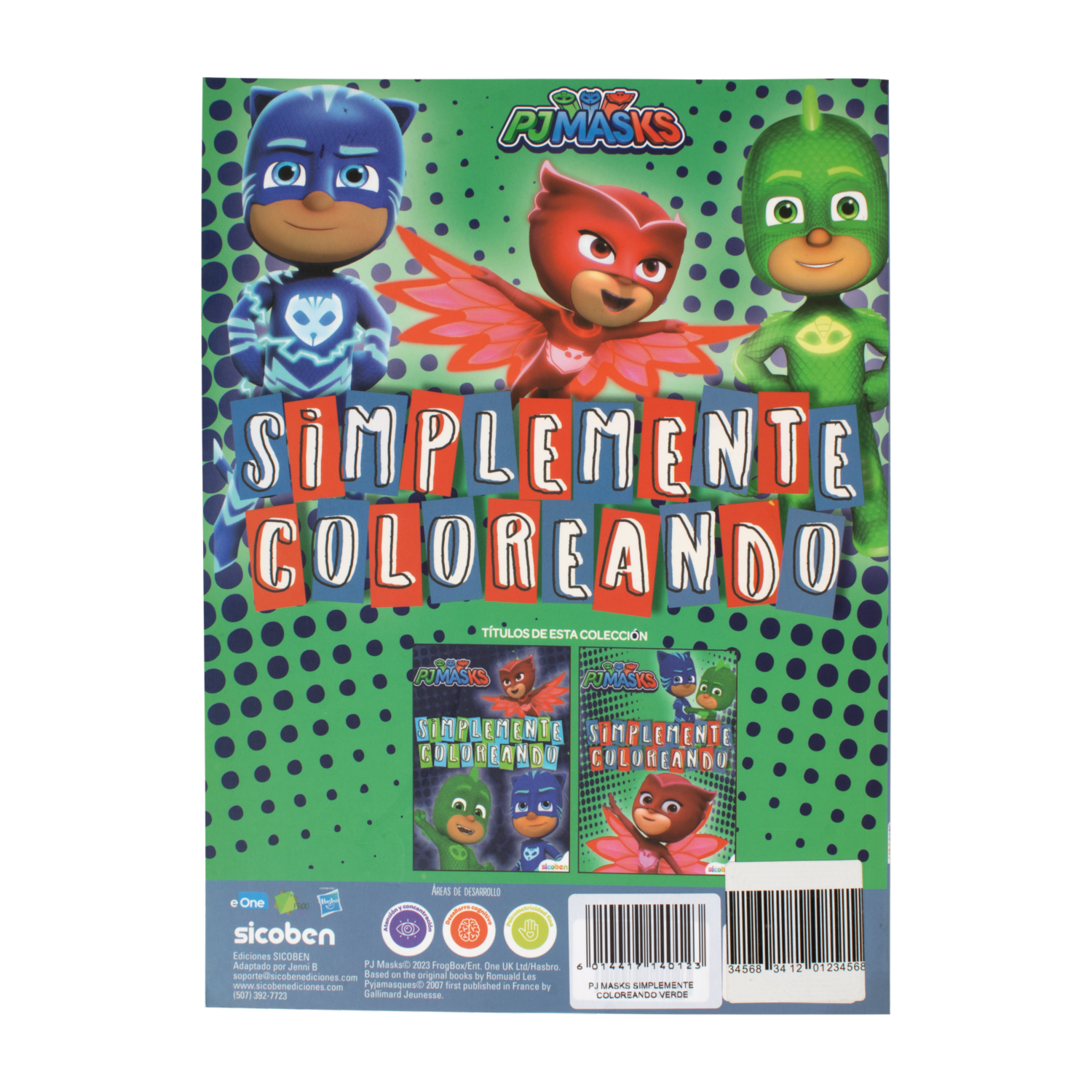Libro Infantil Pj Masks Simplemente Coloreando Verde SICOBEN 24 Páginas