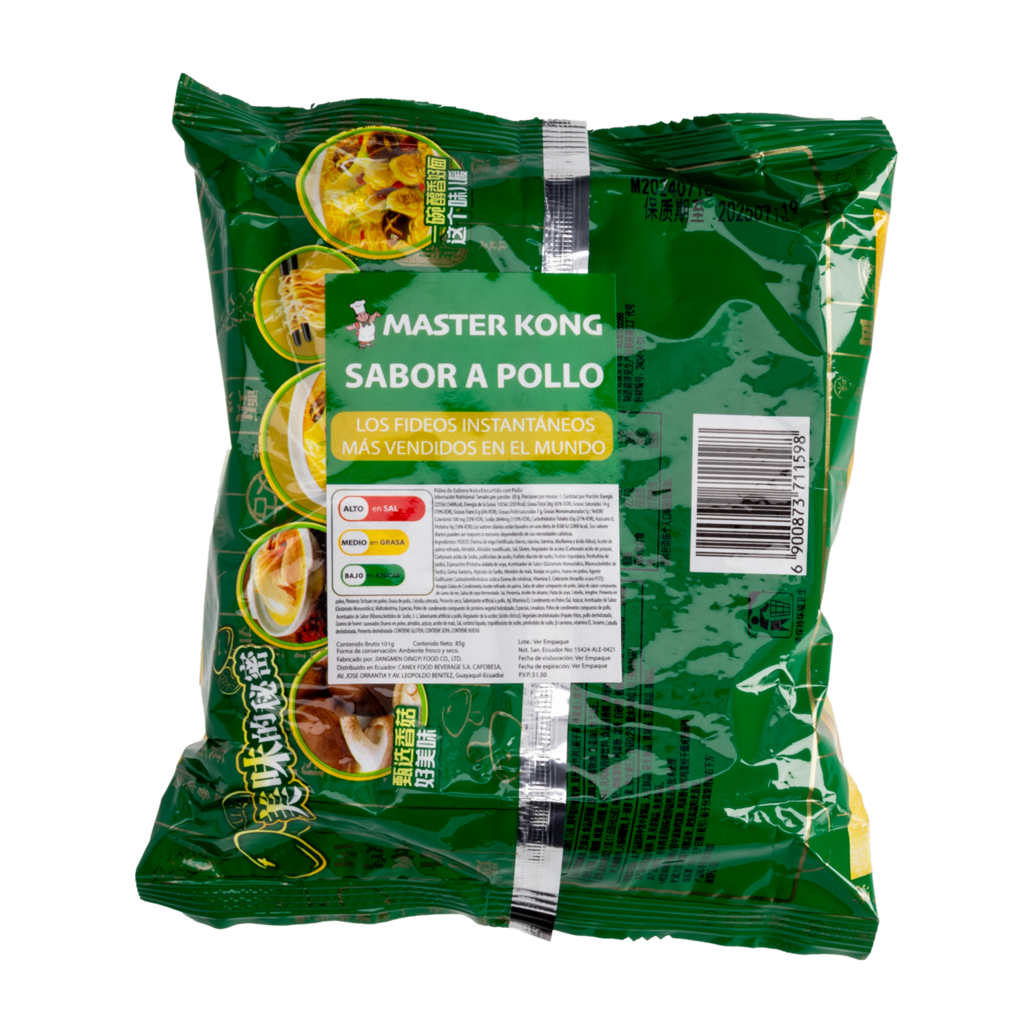 Ramen Sabor Pollo MASTER KONG 114 G