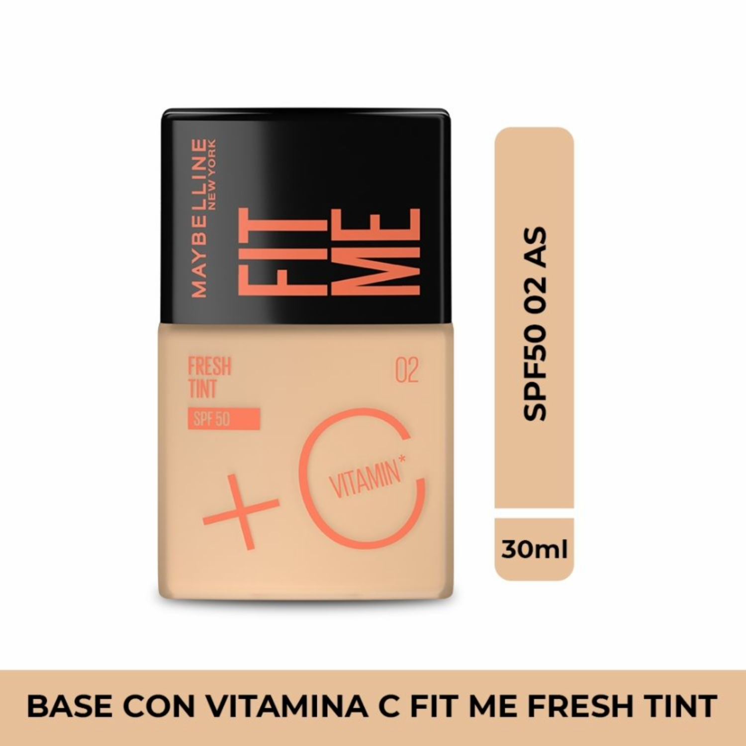 Base De Maquillaje Líquida Fit Me Fresh Tint Con Vitamina C Fps 50 Tono 07 As MAYBELLINE NEW YORK