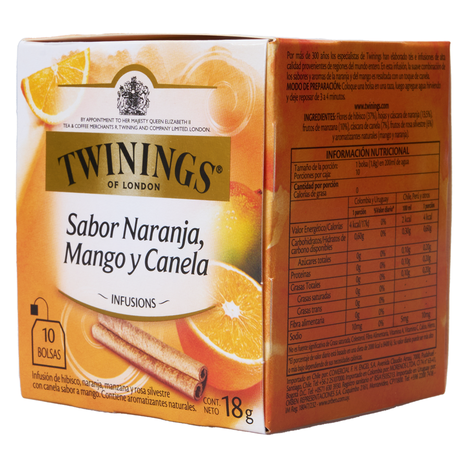 Infusión Sabor Naranja, Mango Y Canela TWININGS 18 G