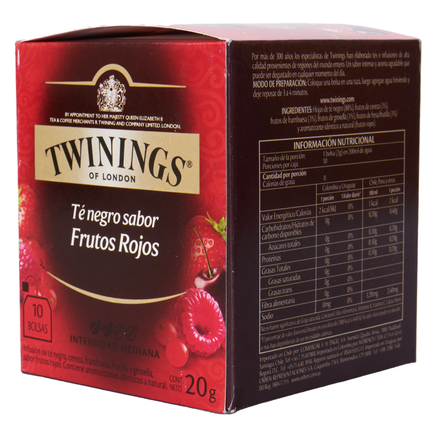 Té Negro Sabor Frutos Rojos TWININGS 20 G
