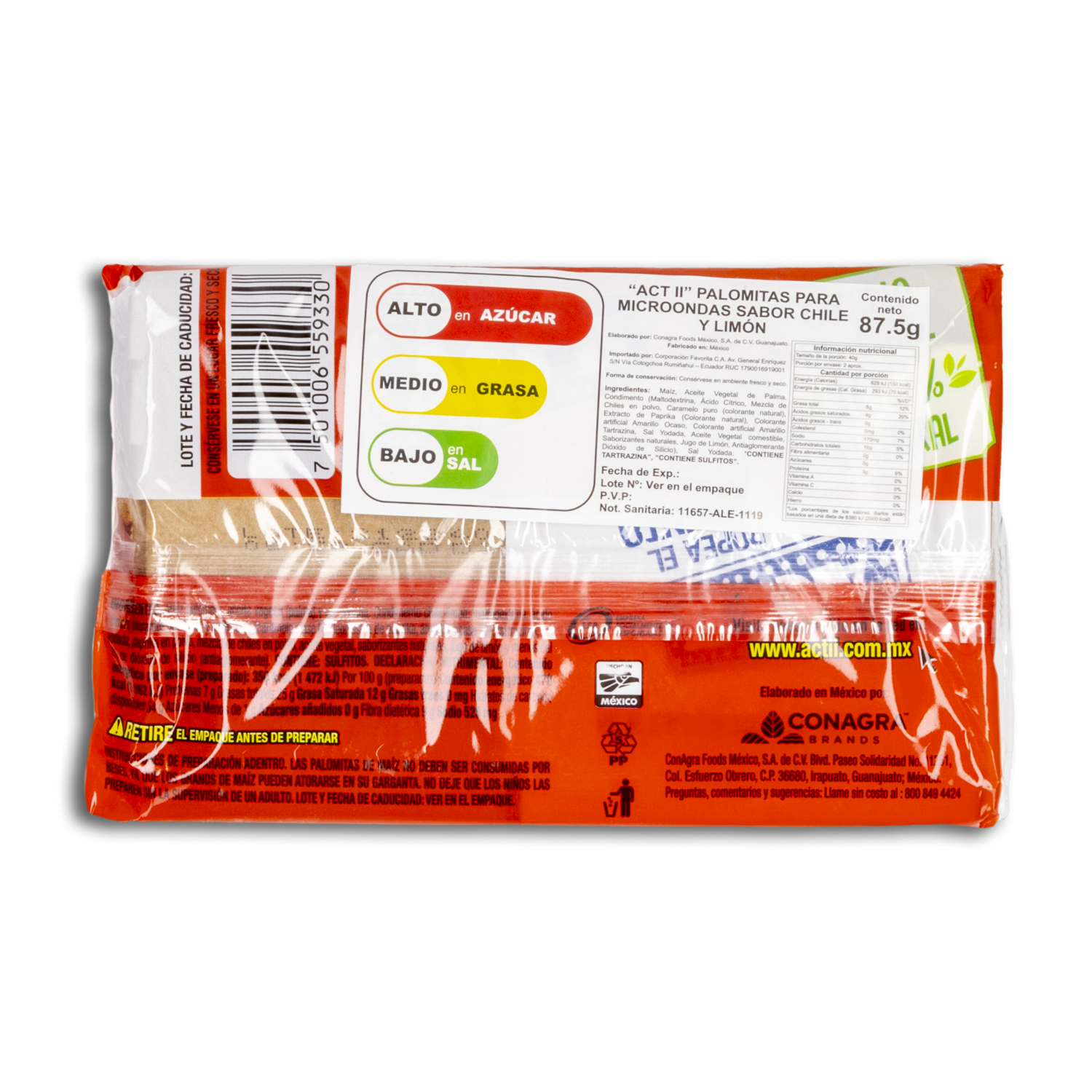 Canguil De Microondas Chile Limón Mix ACT II 87g