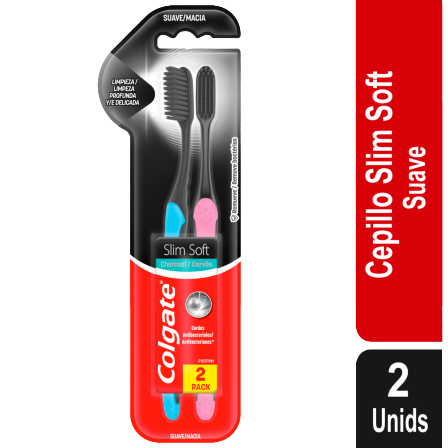 Cepillo Dental Slimsoft Charcoal COLGATE 1X2 Unidades